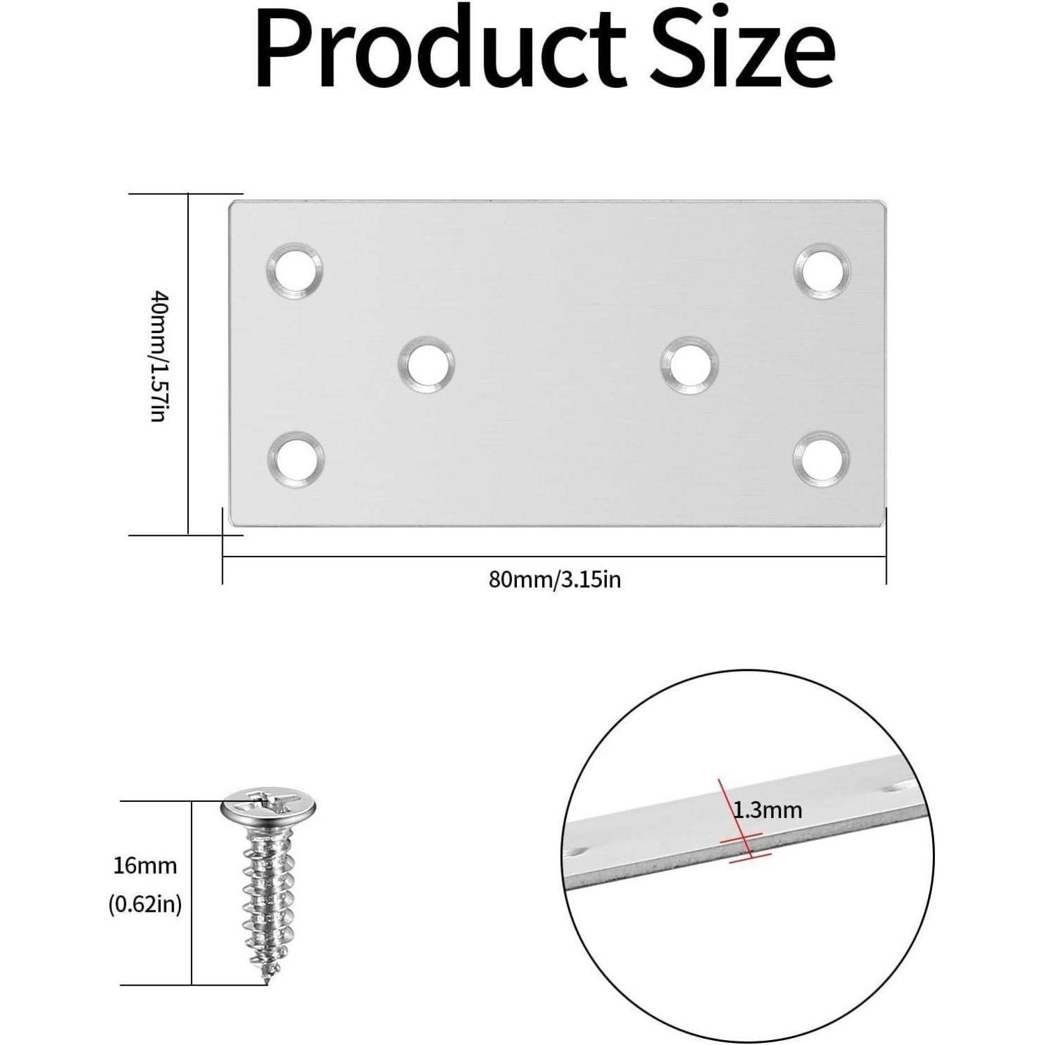 Flachverbinder Edelstahl Holzverbinder 10 Stück 80x40mm Argent 80x40mm