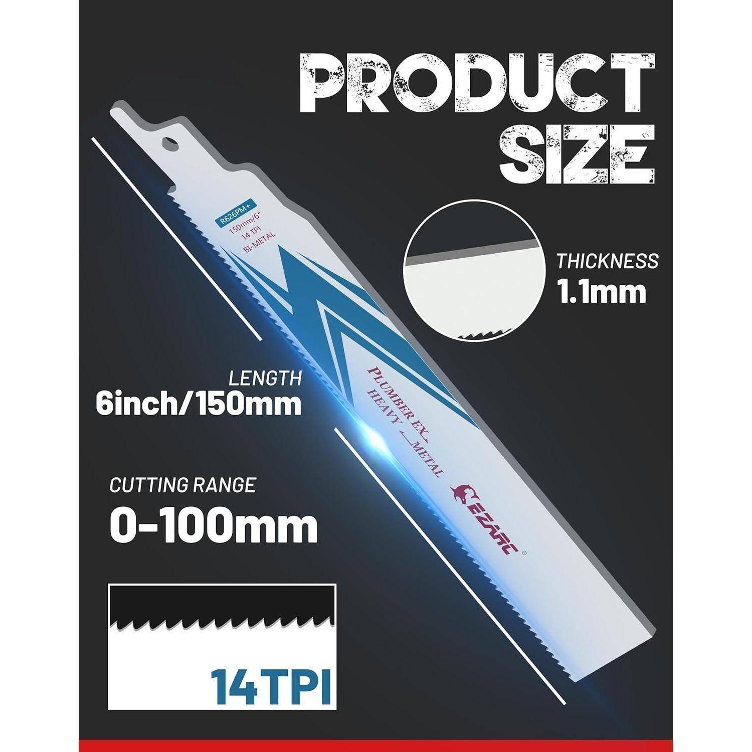 Säbelsägeblätter Heavy Metal Schneiden 150mm 14TPI 150mm 25tlg