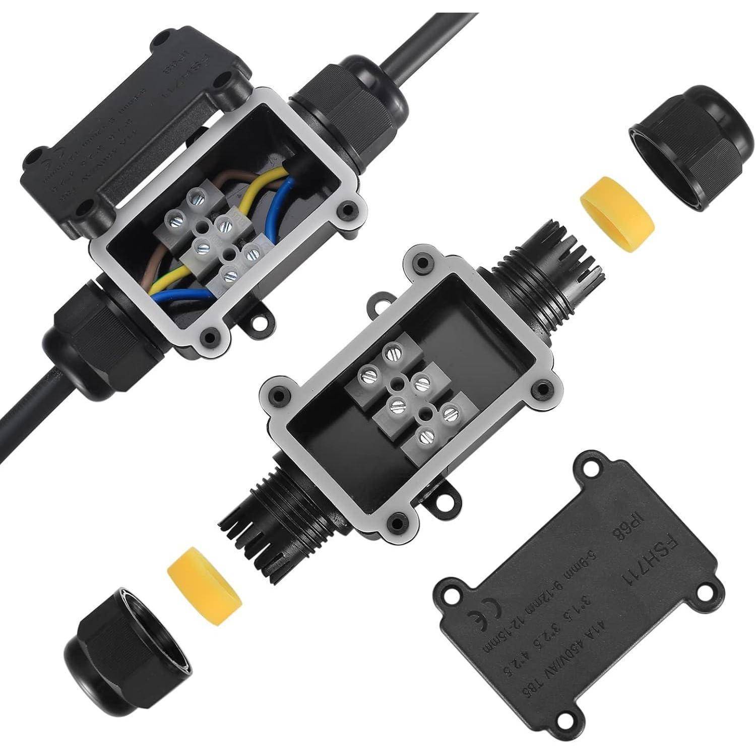Anschlussdose 2Stk IP68 Wasserdicht Außen Kabelverbinder 2 Wege