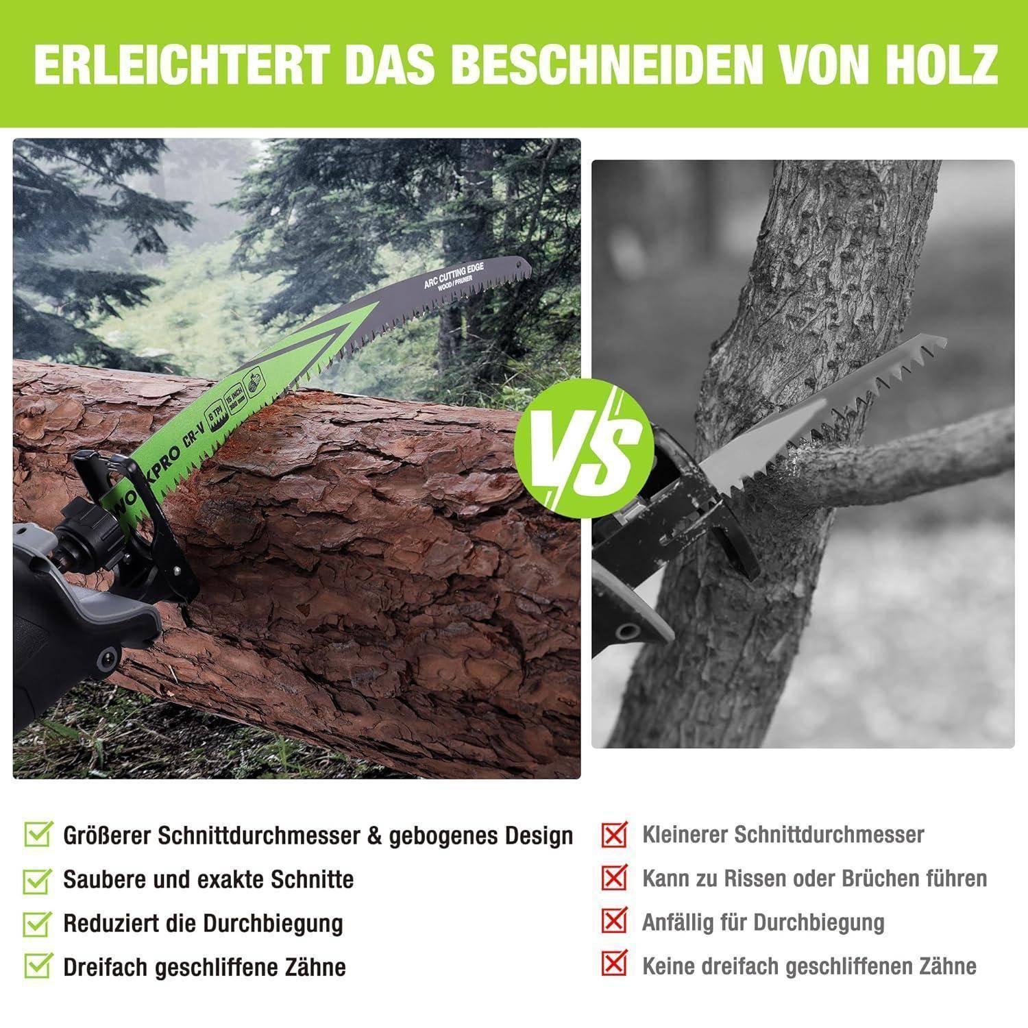 Säbelsägeblätter 5tlg 6TPI Holzschnitt Äste 380 mm