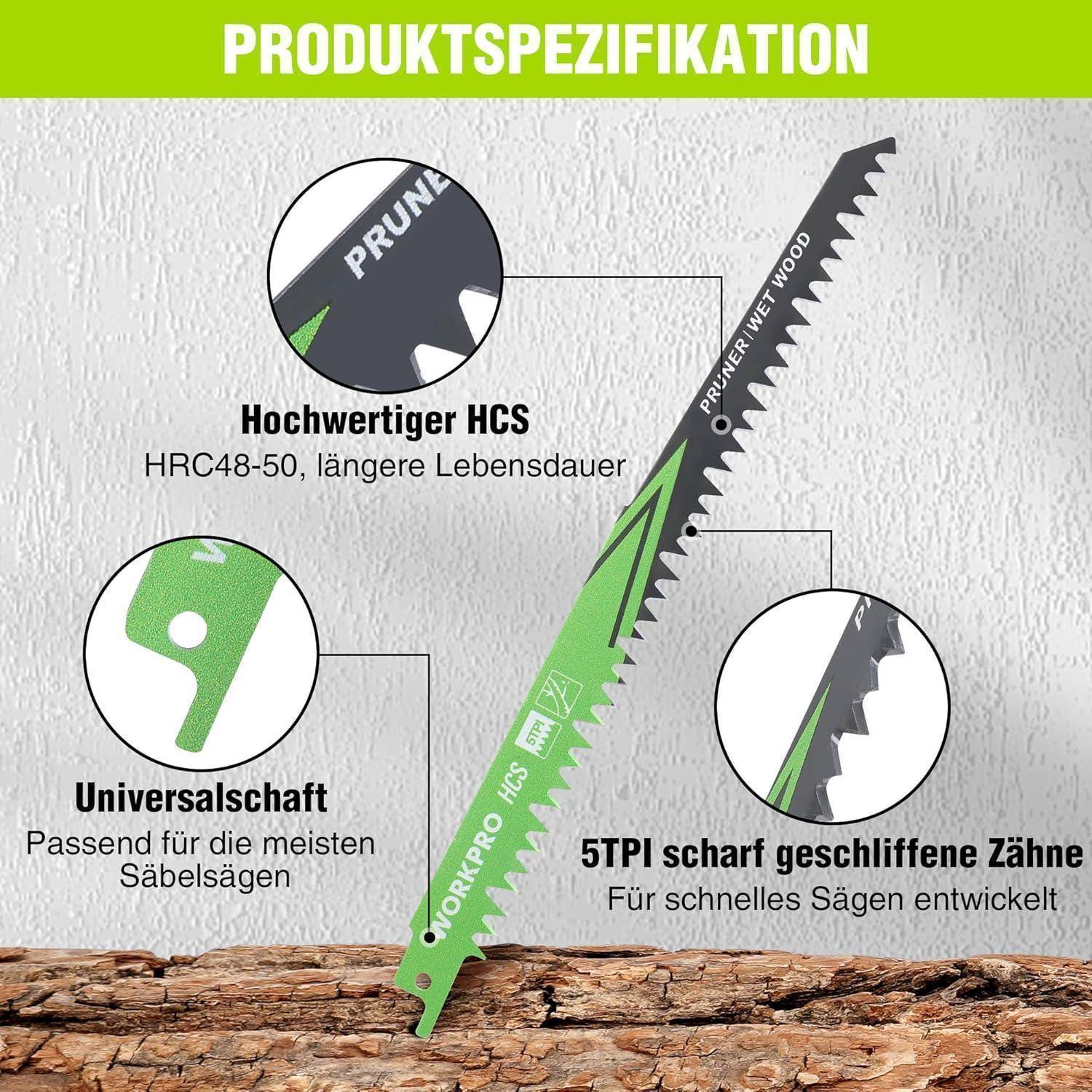 Säbelsägeblätter Set 5teilig HCS 5TPI Zweige 230mm