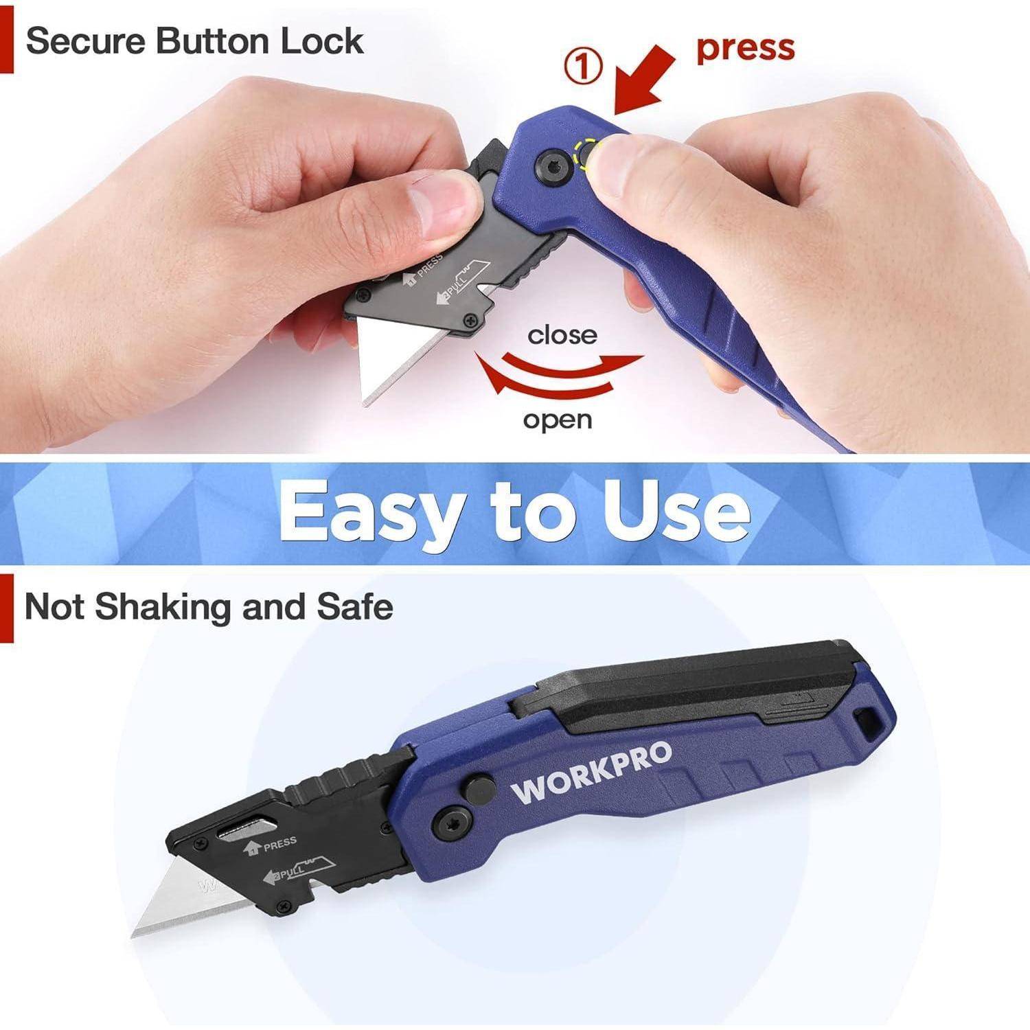 Teppichmesser Aluminium Wechselklinge Gürtelclip 13 Klingen Blau