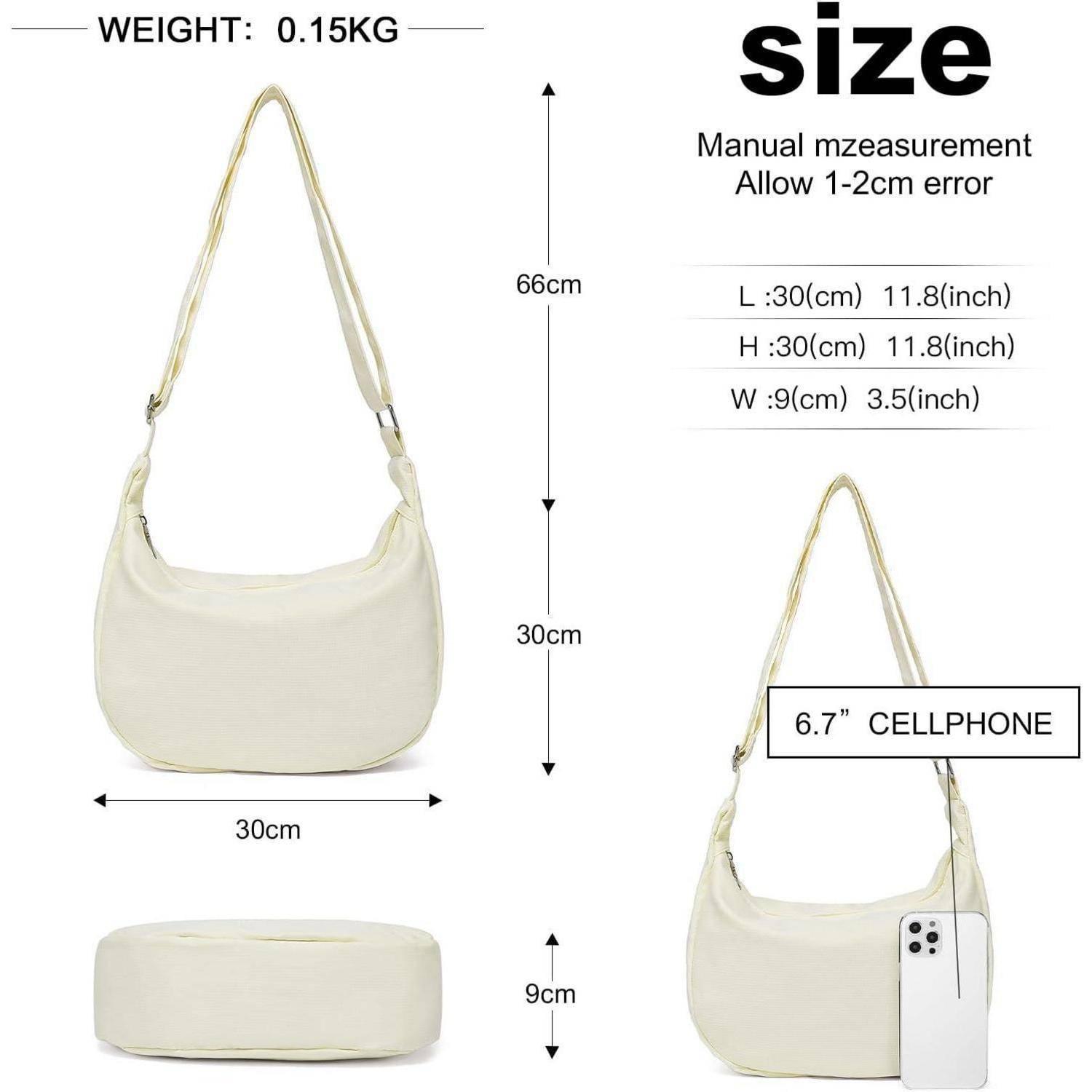 Umhängetasche Damen Halbmond Crossbody Hobo Schultergurt X-beige