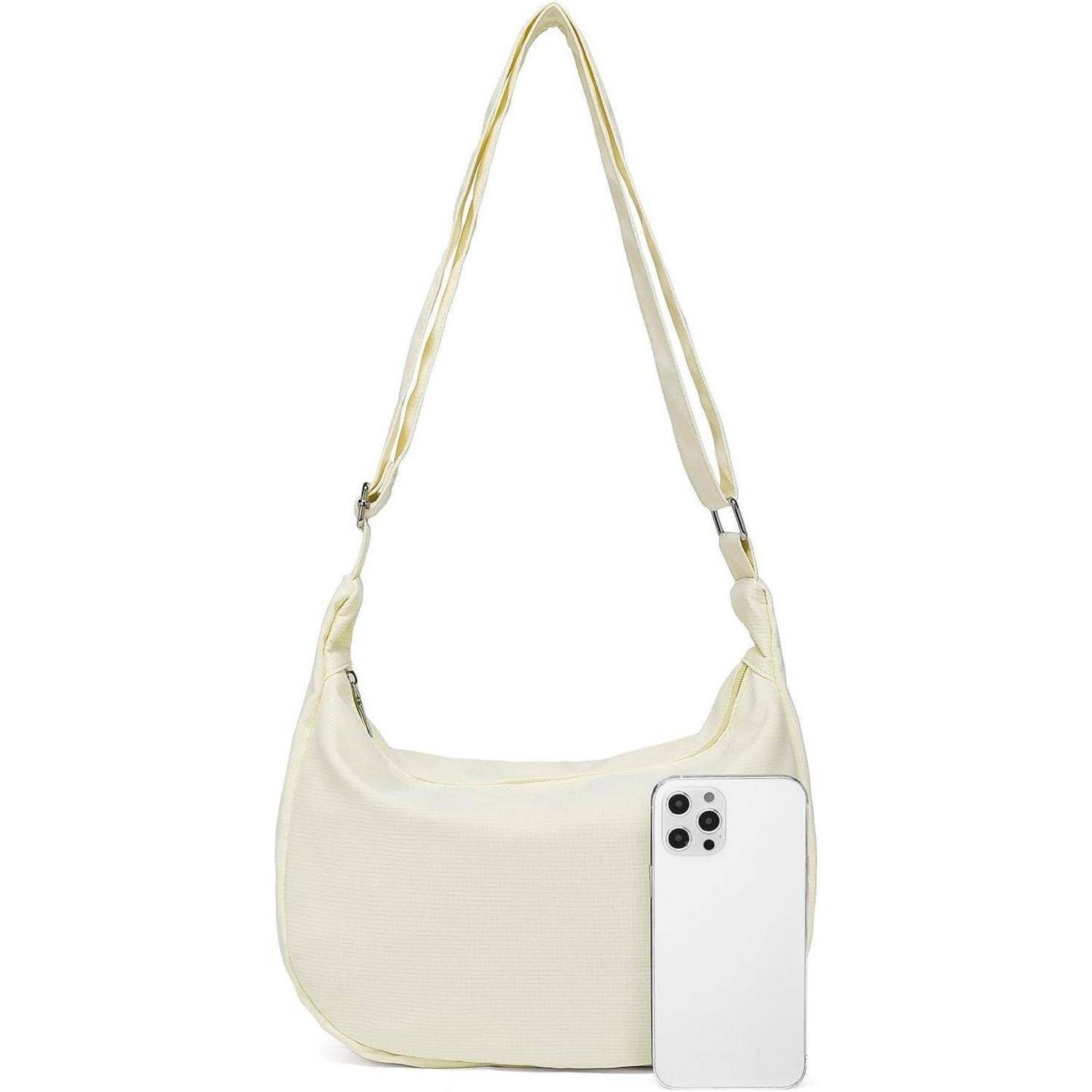 Umhängetasche Damen Halbmond Crossbody Hobo Schultergurt X-beige