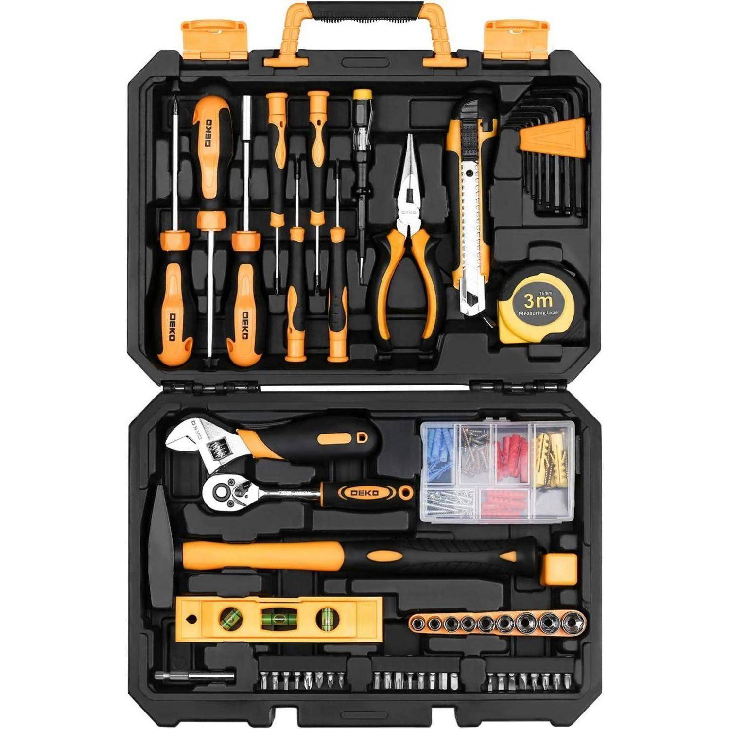 Werkzeugkoffer Bestückt Handwerkzeug Werkstatt DIY 138-tlg Gelb