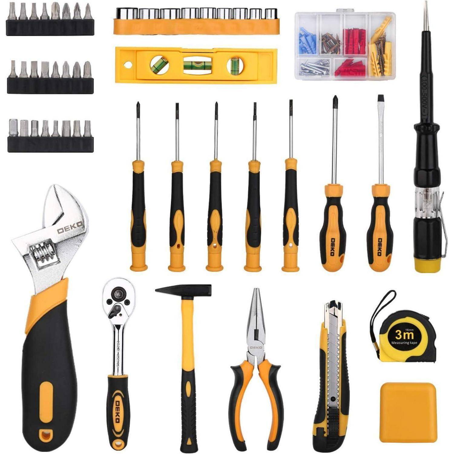 Werkzeugkoffer Bestückt Handwerkzeug Werkstatt DIY 138-tlg Gelb