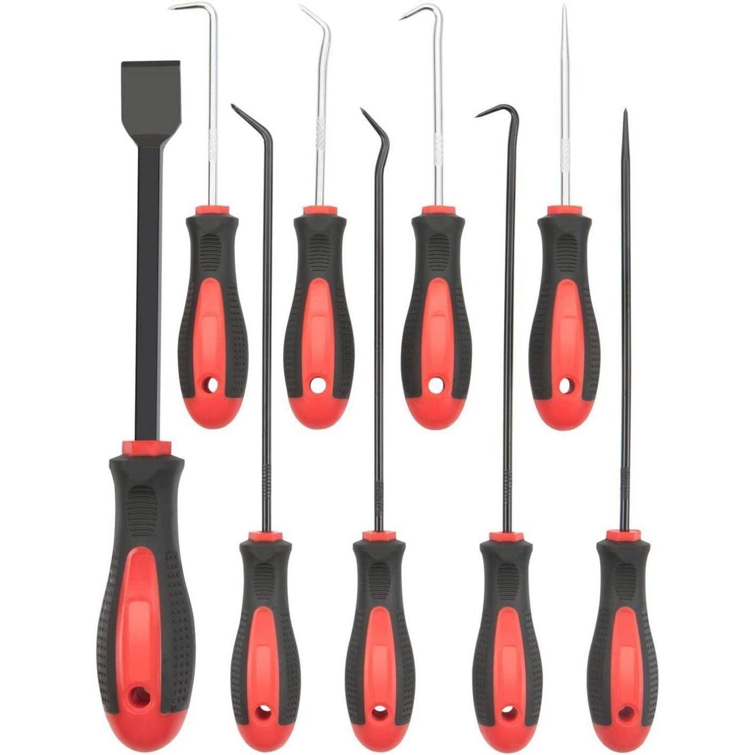Hakenpickelset Chromvanadiumstahl Auto Schlauch Dichtung 9tlg rot