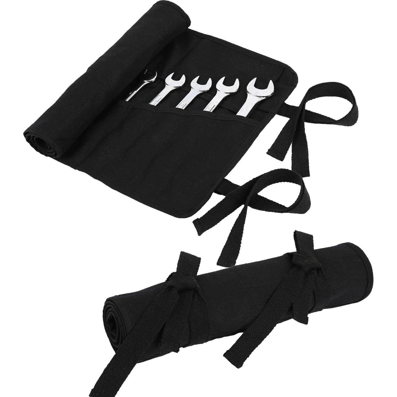 Werkzeugrolle Schraubenschlüssel Rolltasche Segeltuch Schwarz