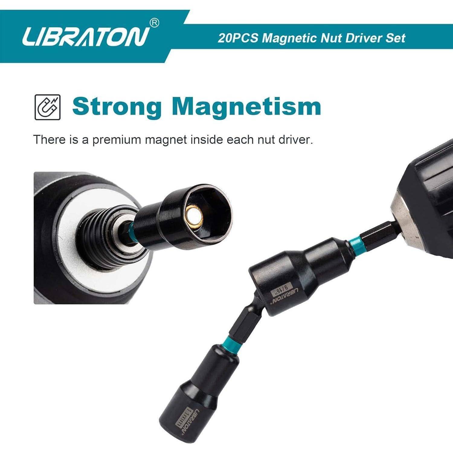 Libraton 20-teiliges Magnetisches Steckschlüssel-Set