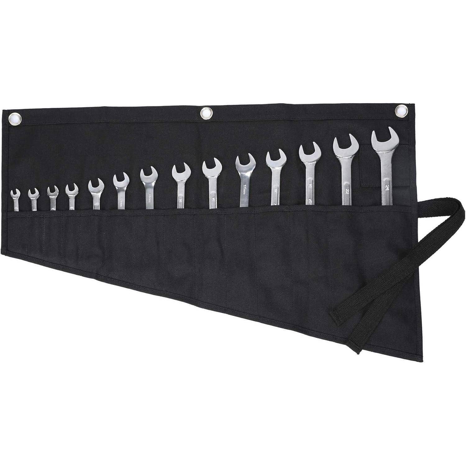 Werkzeugroll Segeltuch 16oz Schraubenschlüssel Metrisch SAE Schwarz