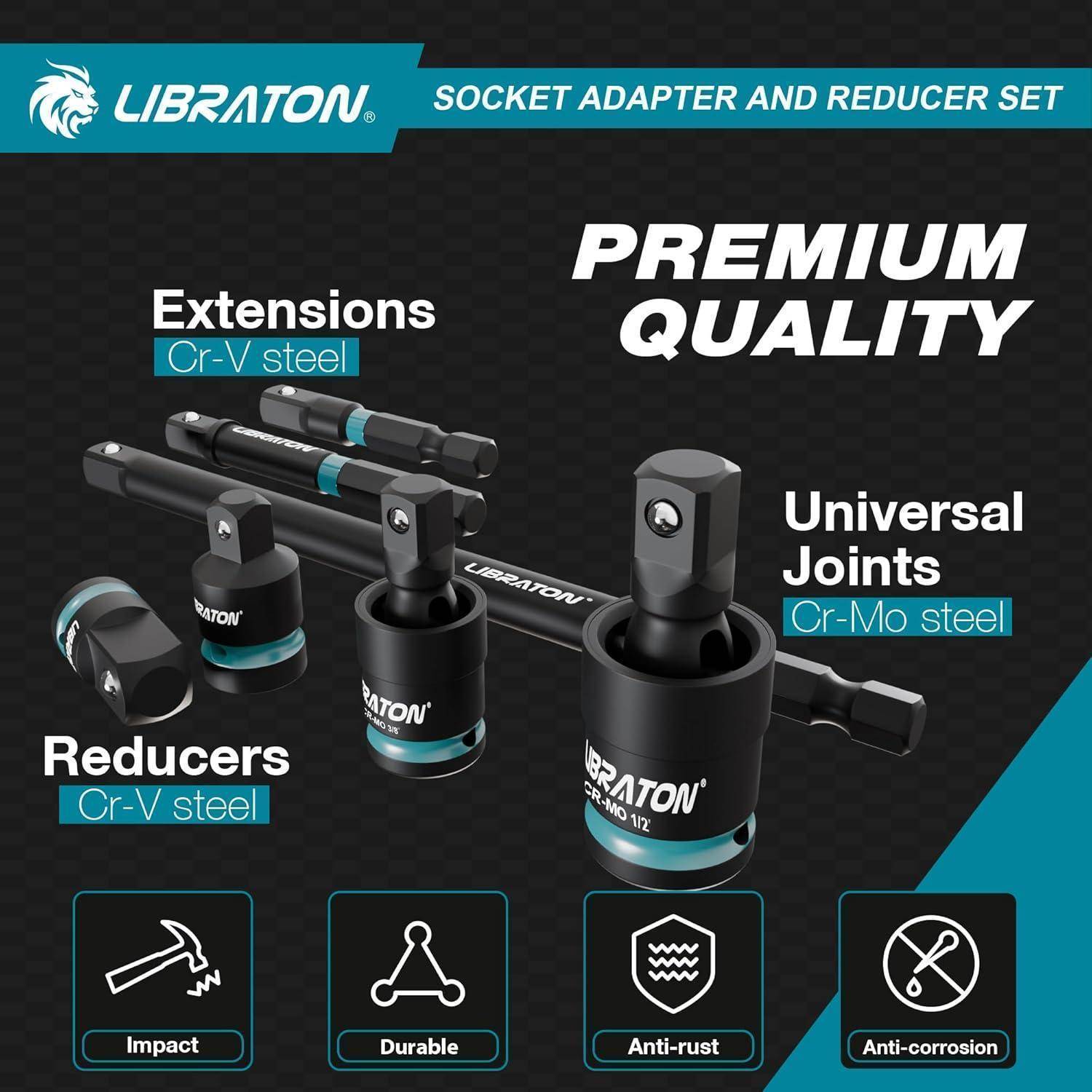 Steckschlüssel-Adapterset 20-tlg Schlagschrauber-tauglich Cr-V Cr-Mo