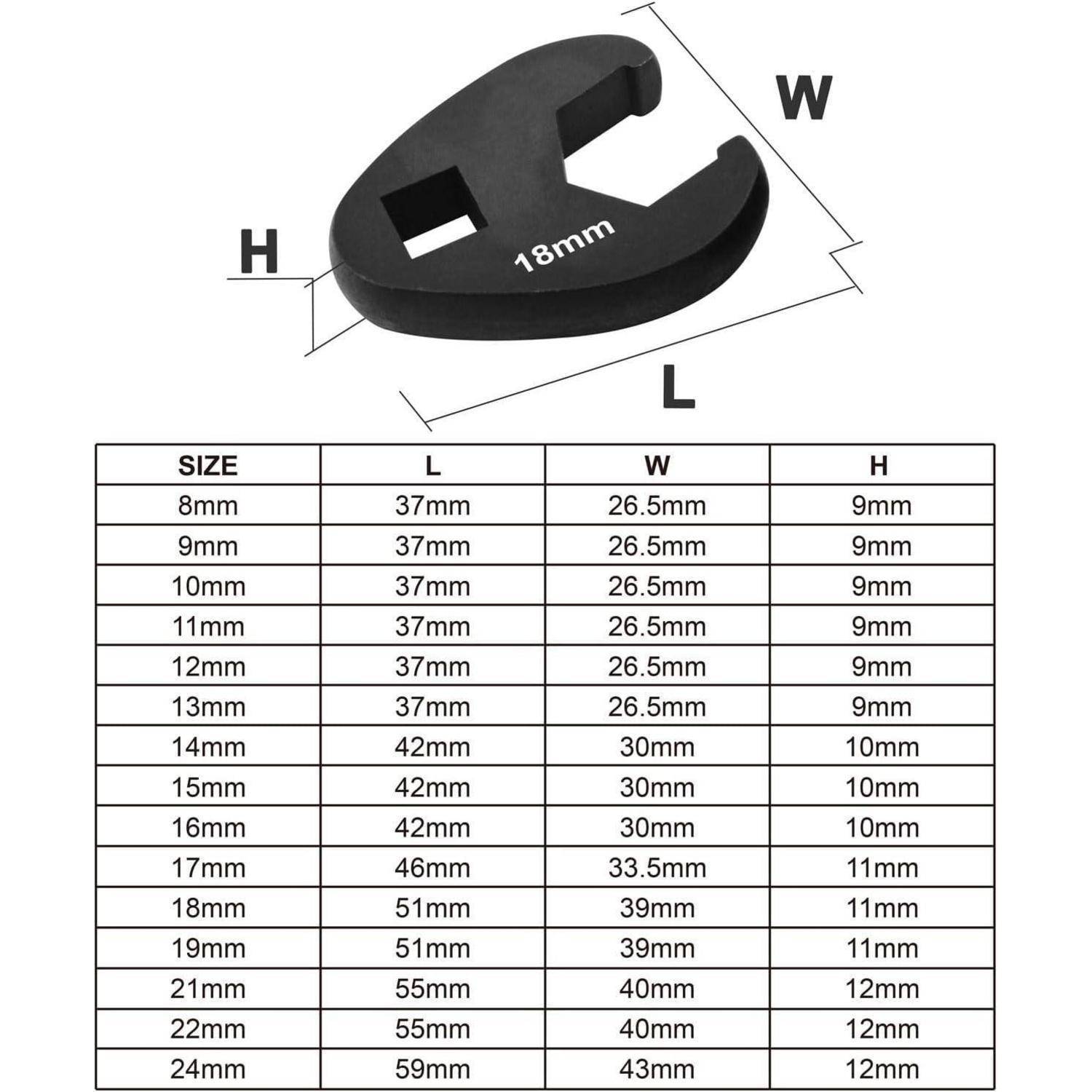 Hahnenfußschlüsselsatz Metrisch 8 24 mm Innenvierkant 15-tlg