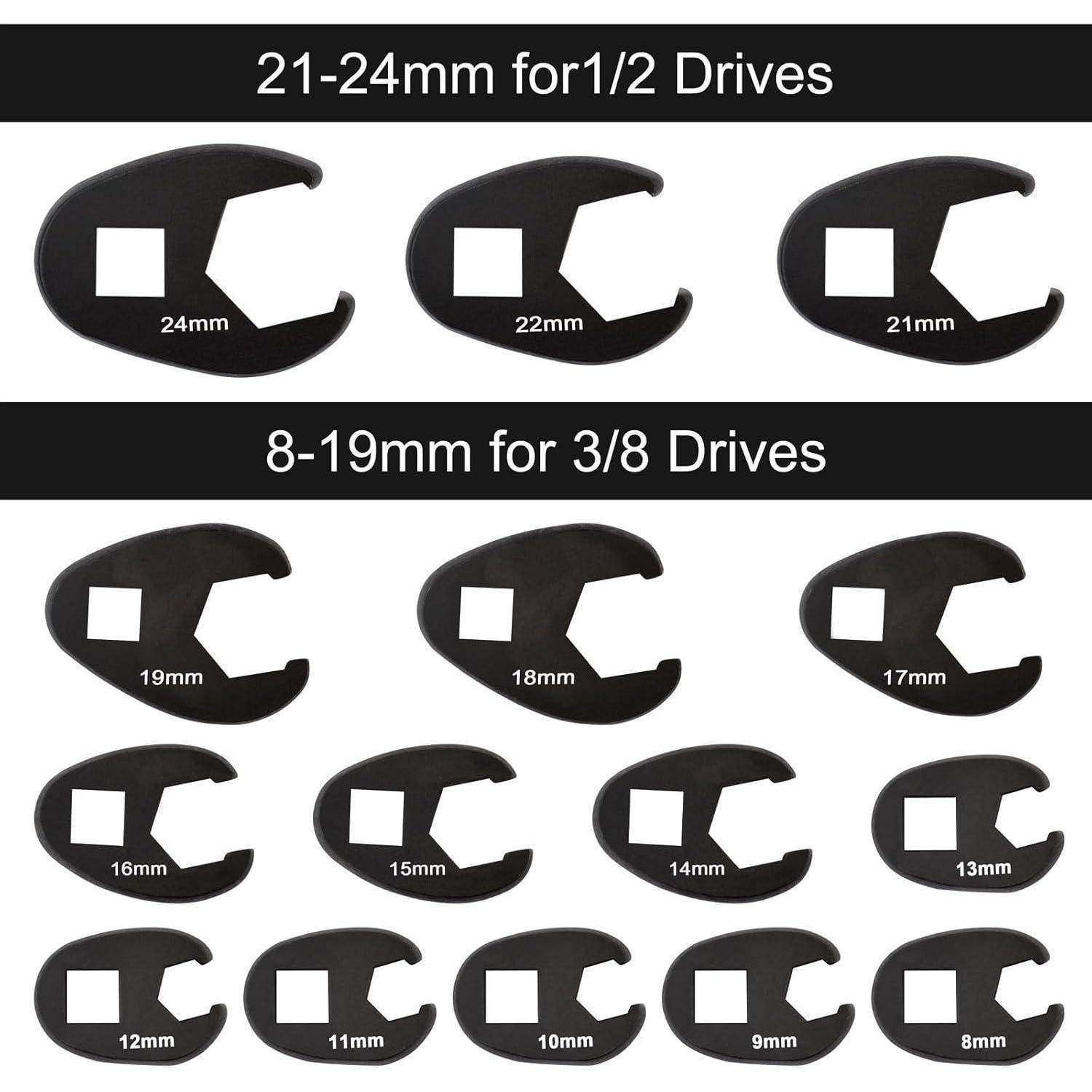 Hahnenfußschlüsselsatz Metrisch 8 24 mm Innenvierkant 15-tlg