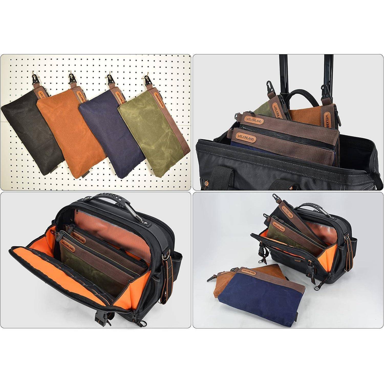 Werkzeugtasche gewachstes Segeltuch 4 Taschen 30,5cm Reißverschluss