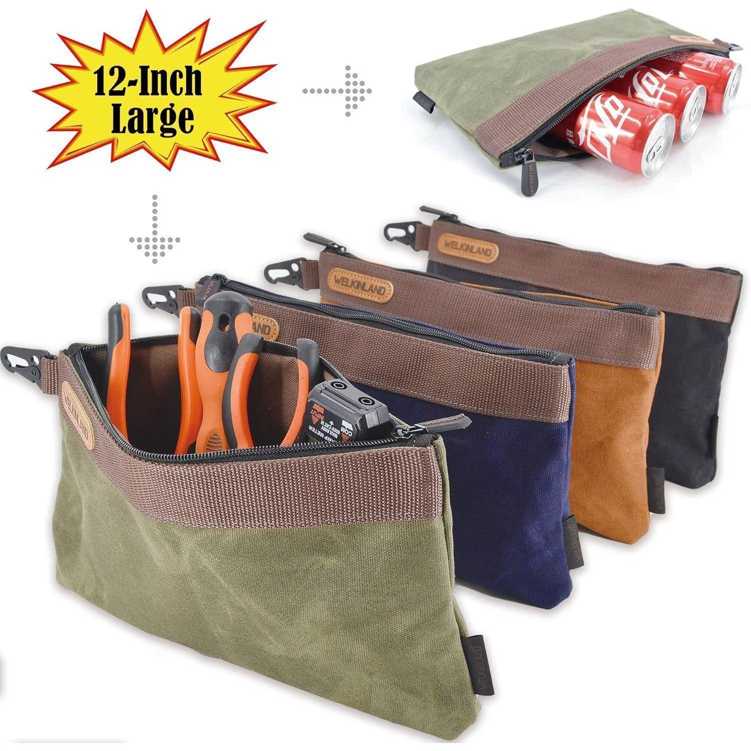 Werkzeugtasche gewachstes Segeltuch 4 Taschen 30,5cm Reißverschluss