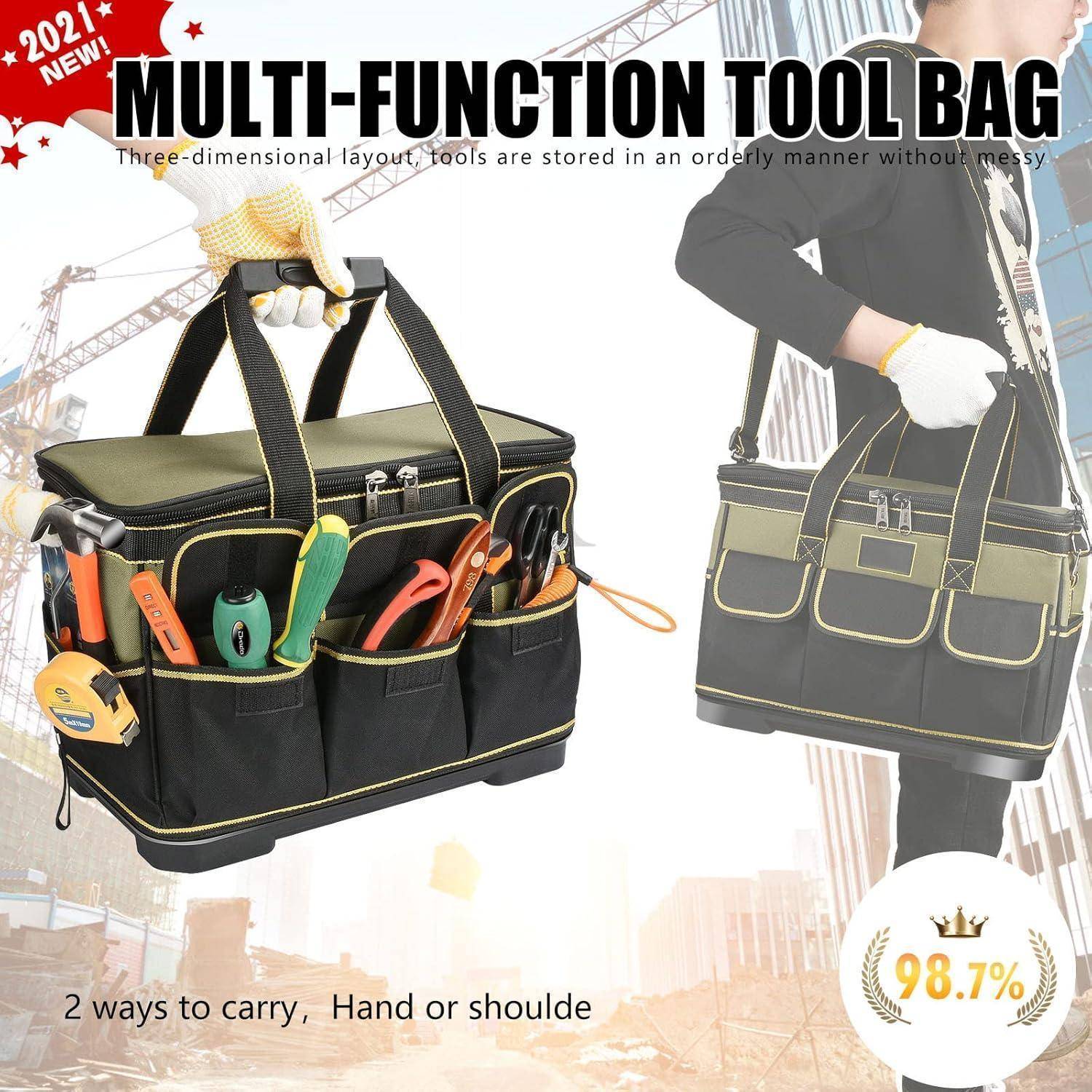Werkzeugtasche 16 Zoll Multi Pocket wasserdicht Boden Green
