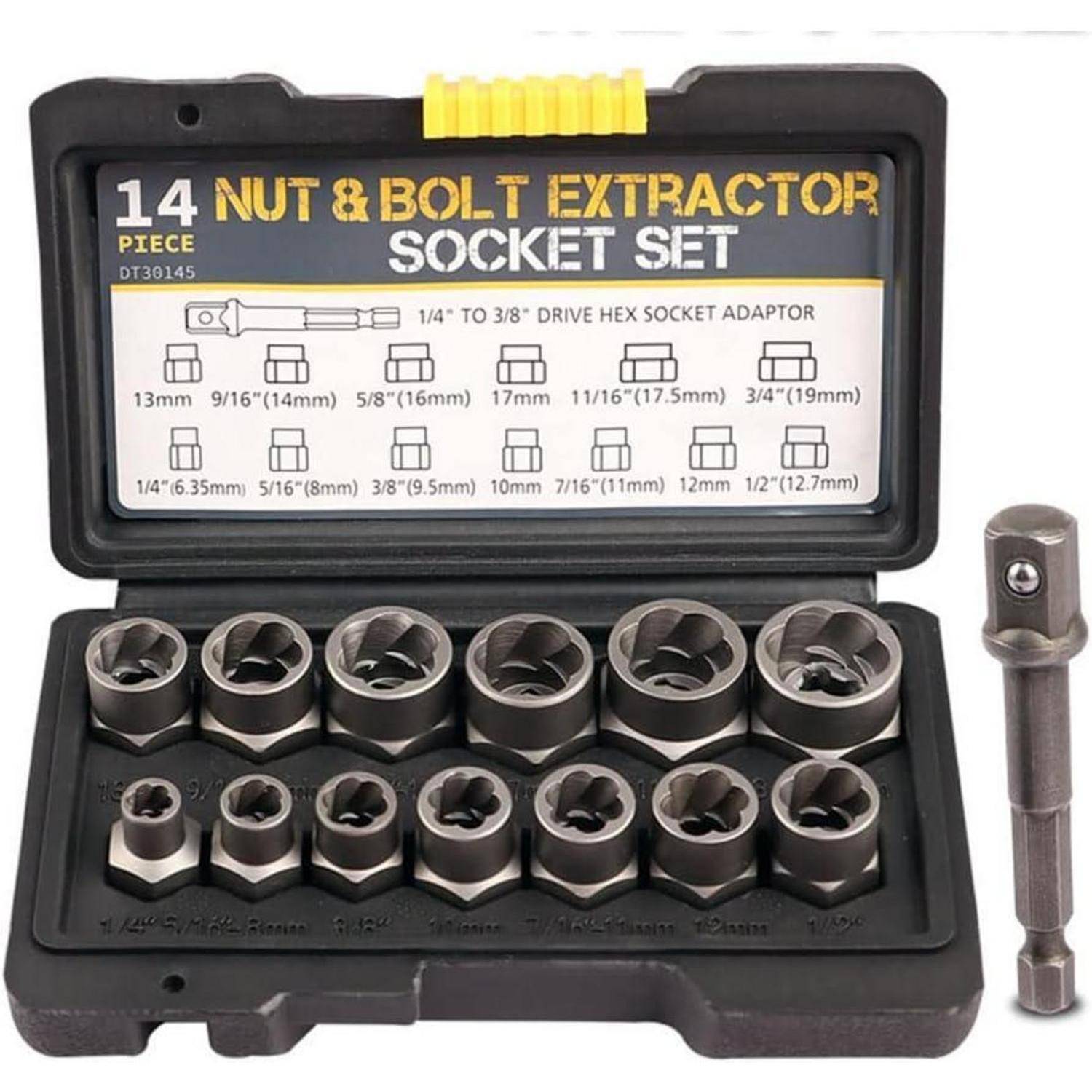 Bolzenextraktor-Set 13-teilig 6,35-19mm 9,5mm Antrieb mit Adapter