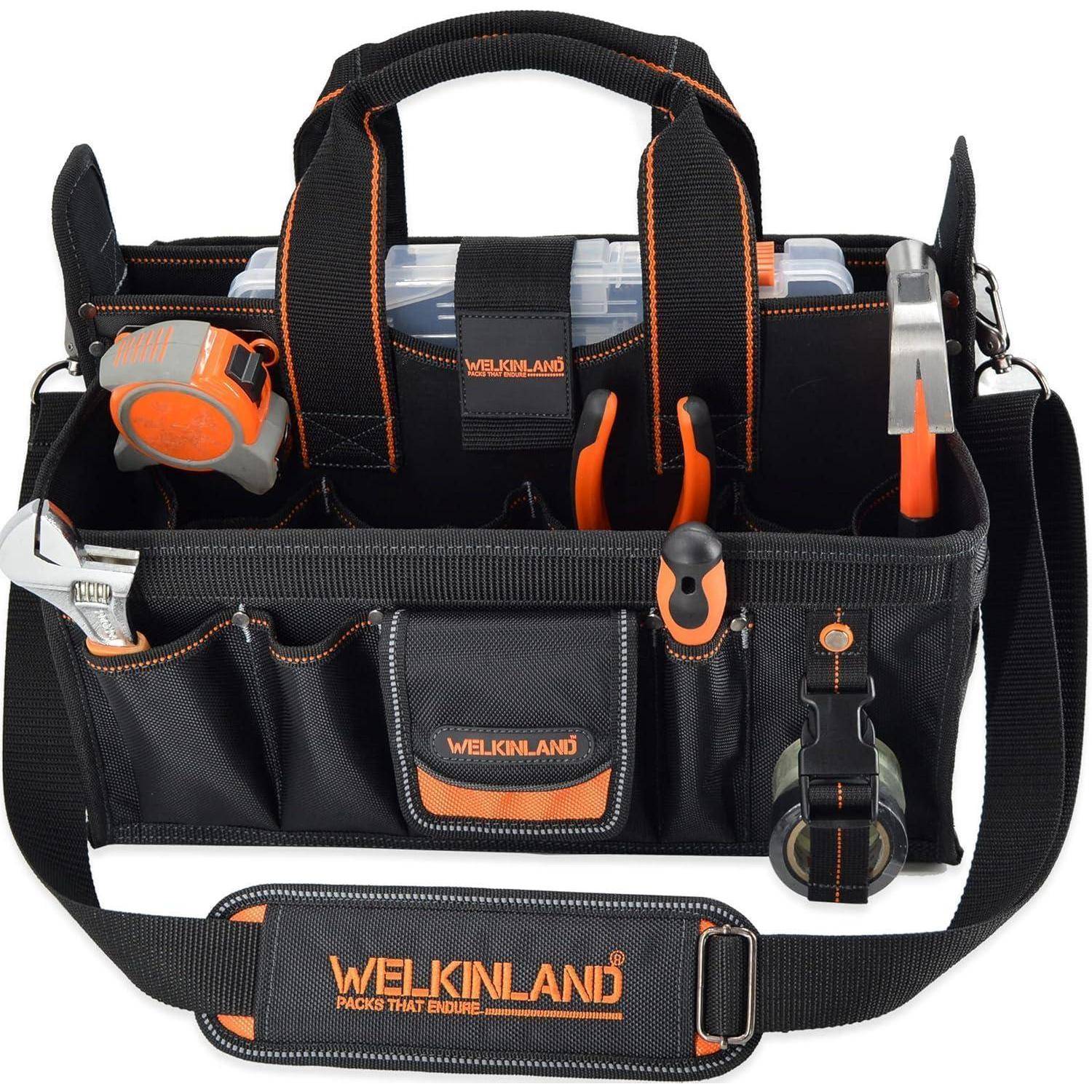 Werkzeugtasche für Elektriker und HLK mit Steckdosen-Organizer