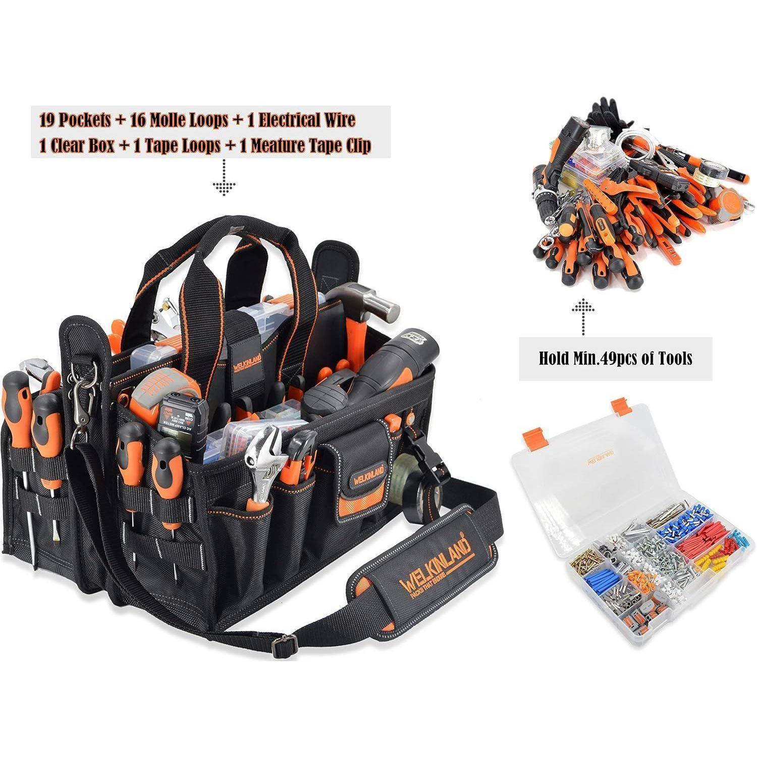 Werkzeugtasche für Elektriker und HLK mit Steckdosen-Organizer