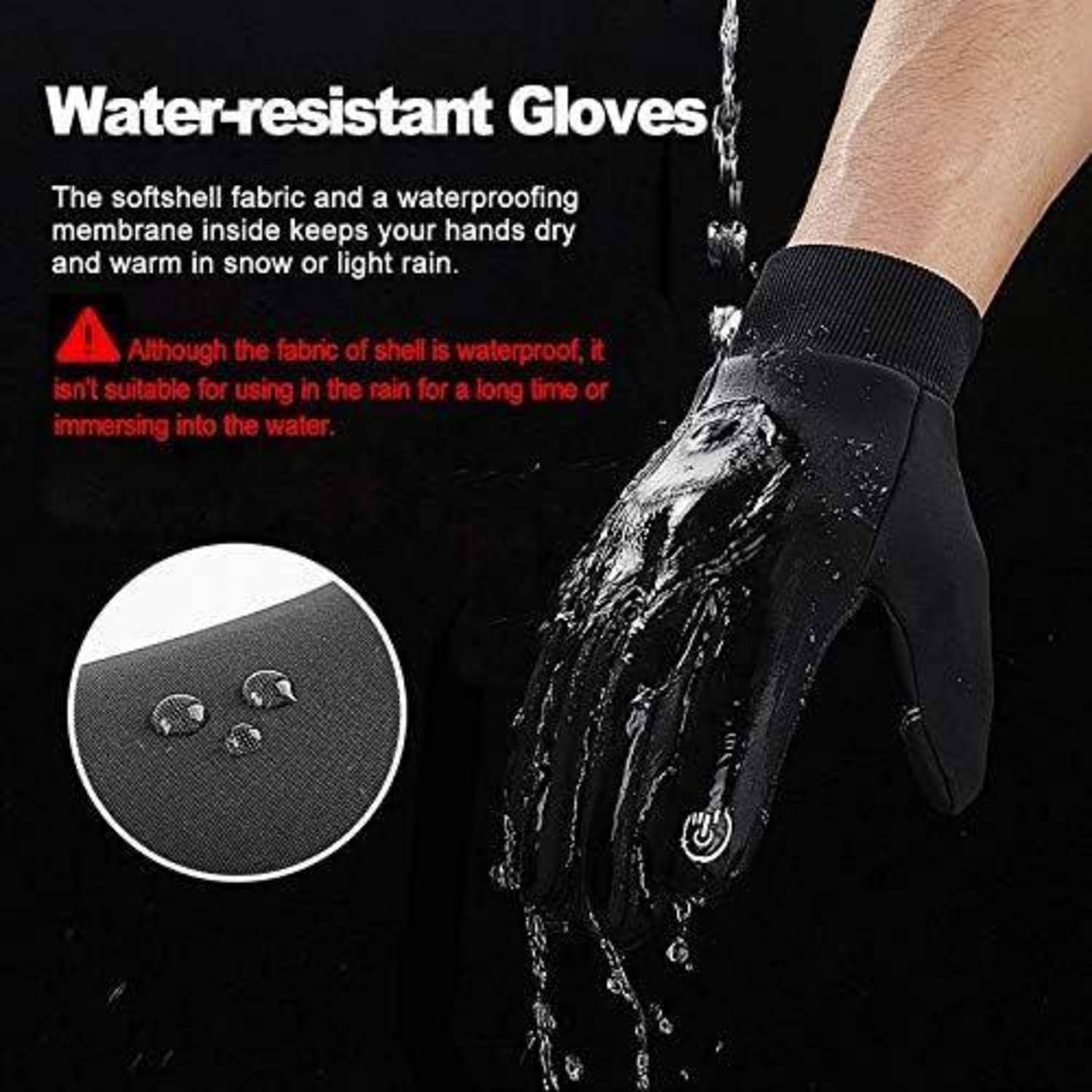 Handschuhe Winterhandschuhe Touchscreen Fahrradhandschuhe Schwarz-L