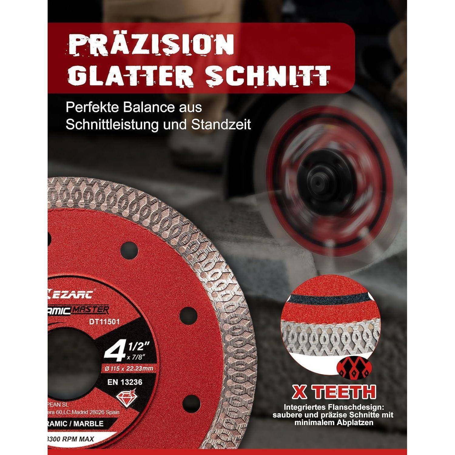 Diamantscheibe Winkelschleifer Fliesen Keramik Marmor 115mm 5 TLG