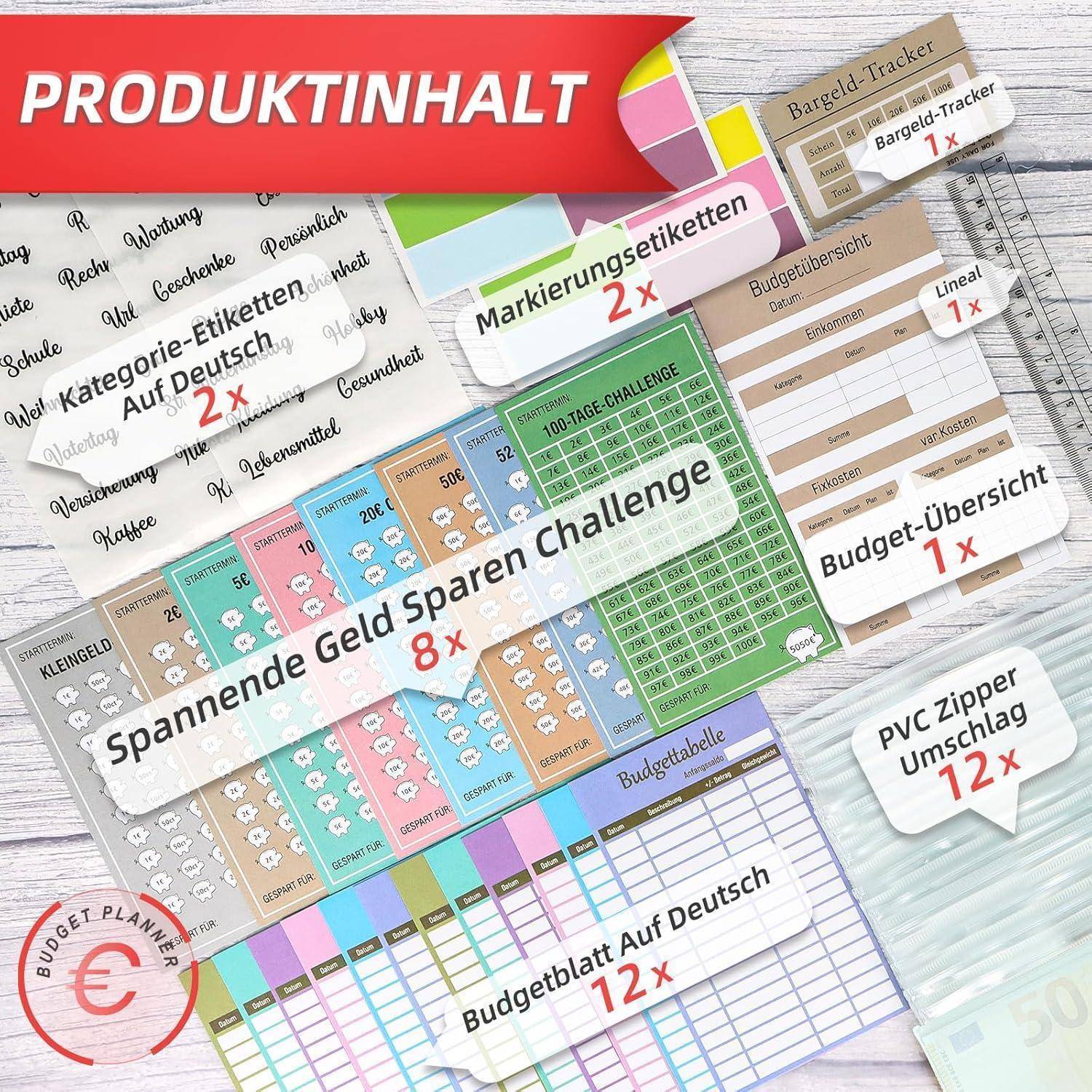 Budget Planner Deutsch Startset mit 8 Sparchallenges A6 Finanzplaner