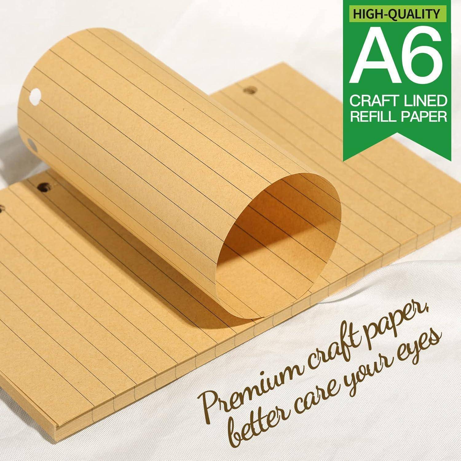 Linierte Kraftpapiere Set A6 Nachfüllpapier 90 Blätter