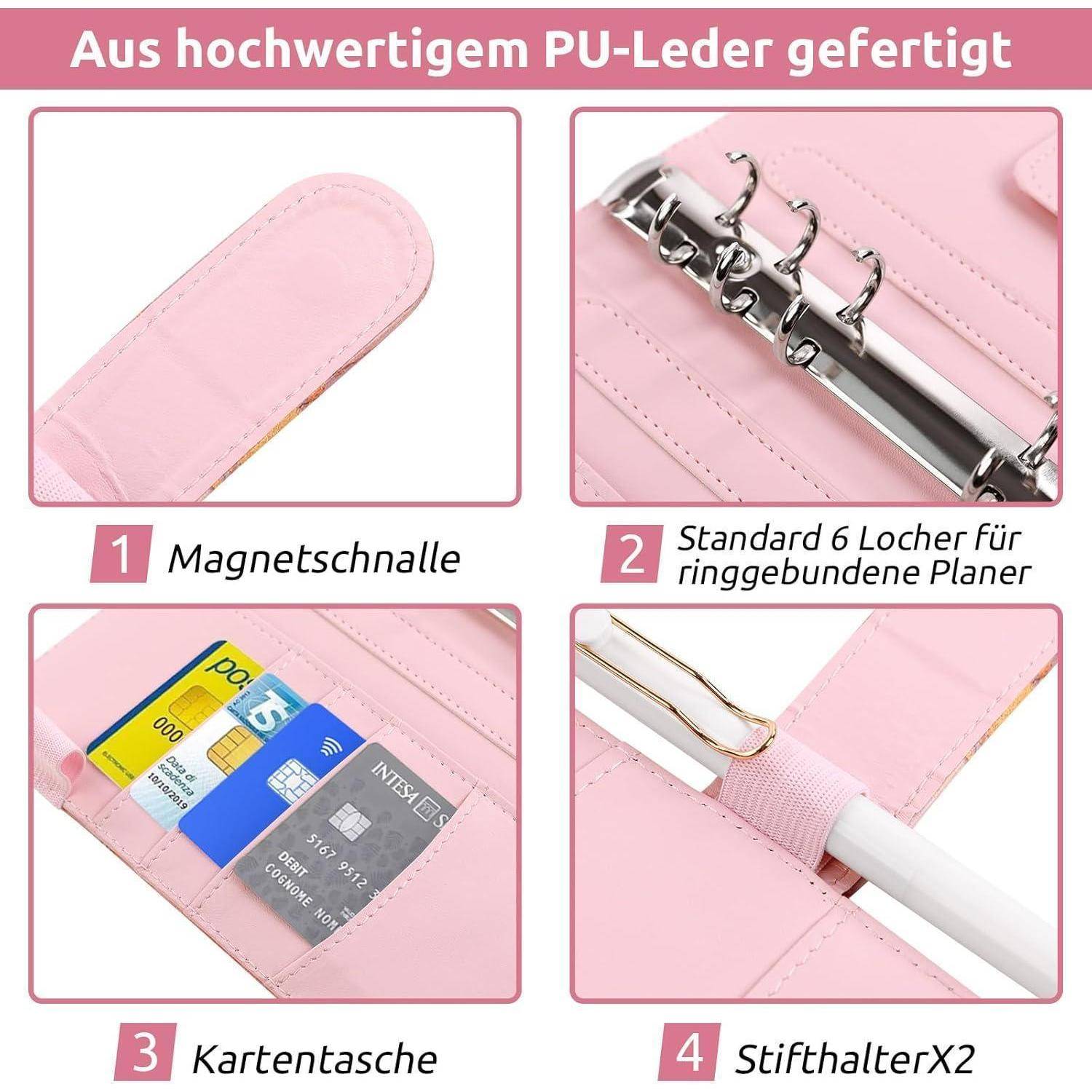 Budget Planner A6 in Rosa, Geldplaner mit Geldumschlägen