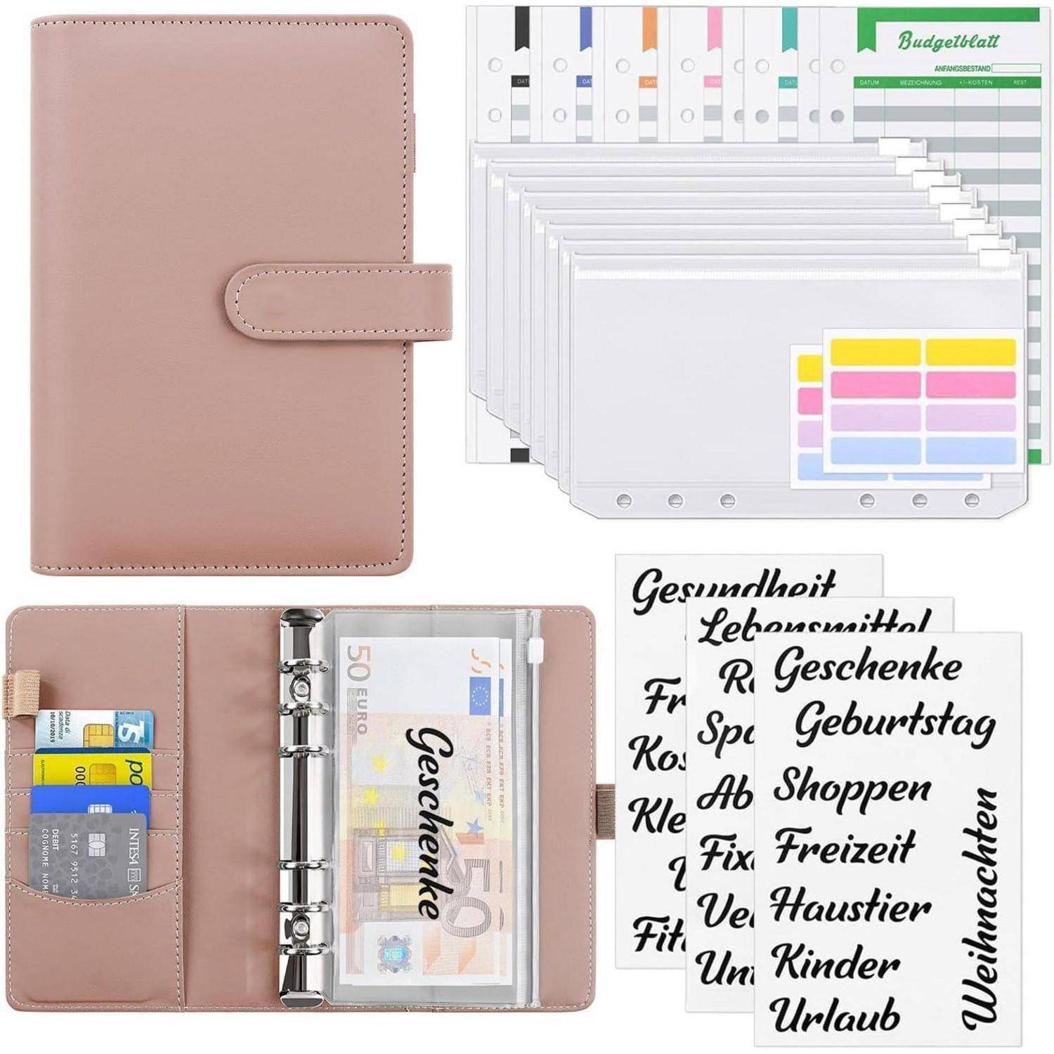 Finanzplaner Ringbuch Geldumschläge A6 Budget Binder Set Rosa