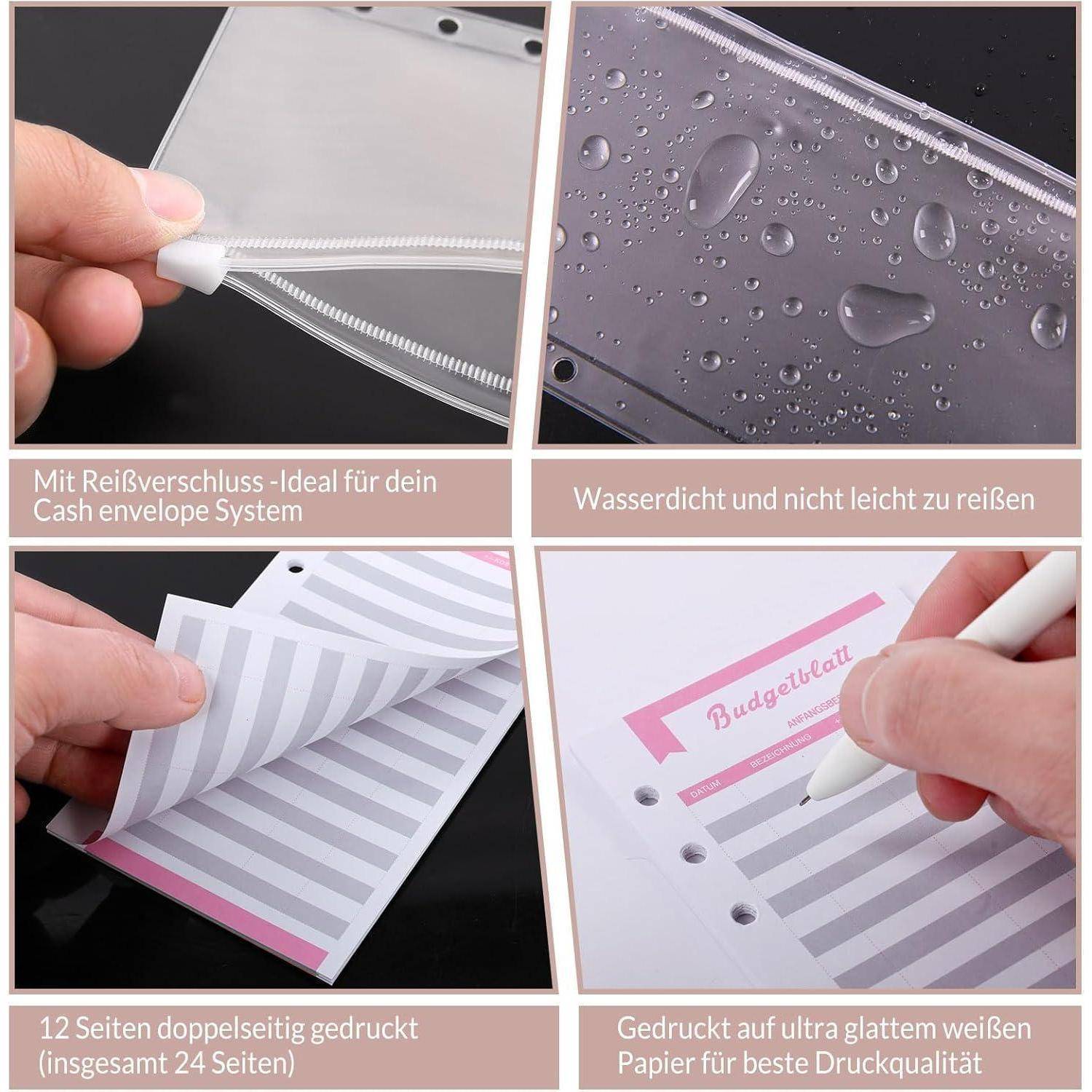 Finanzplaner Ringbuch Geldumschläge A6 Budget Binder Set Rosa