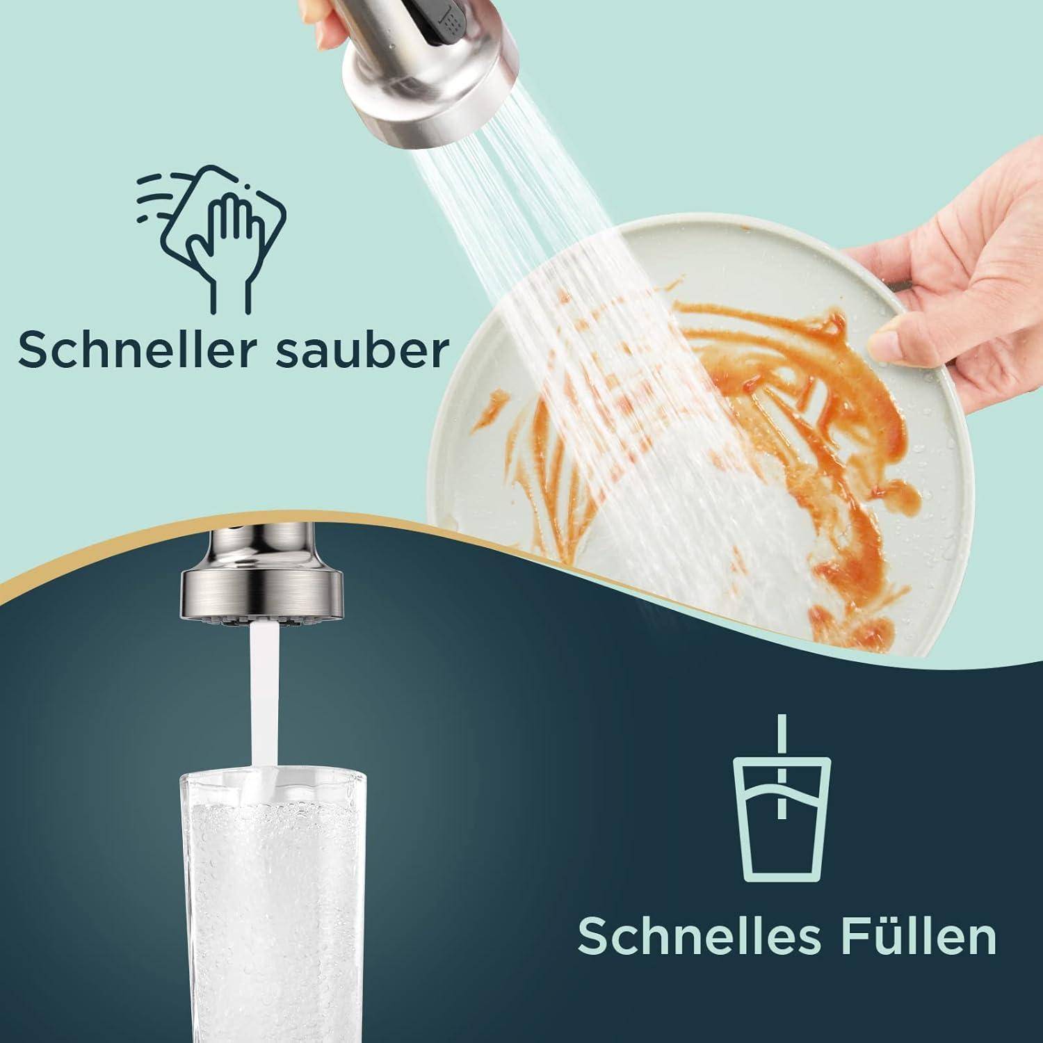 Wasserhahn Küche Hochdruck Armatur mit Brause Edelstahl