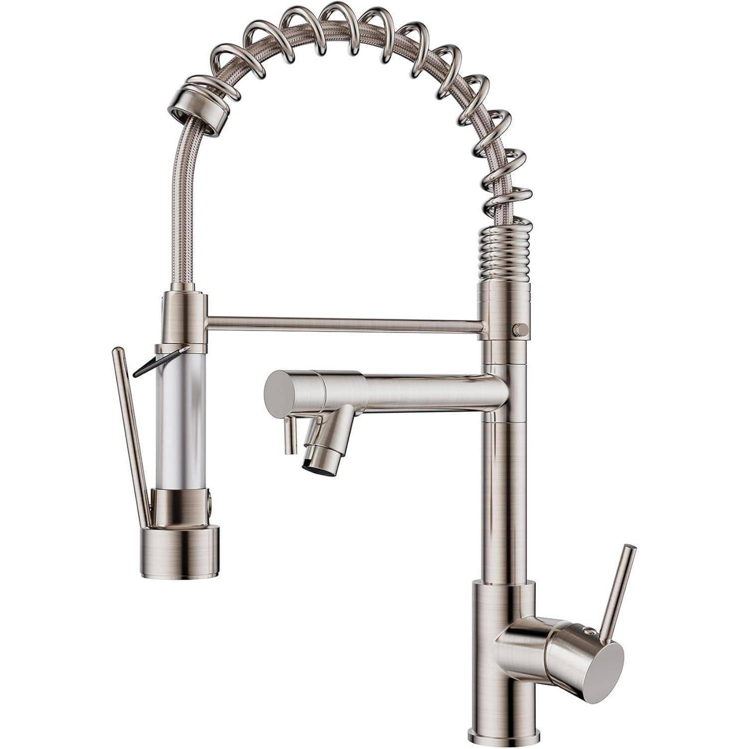 Wasserhahn Küche Schwarz Edelstahl 360° Schwenkbarkeit Doppelspray