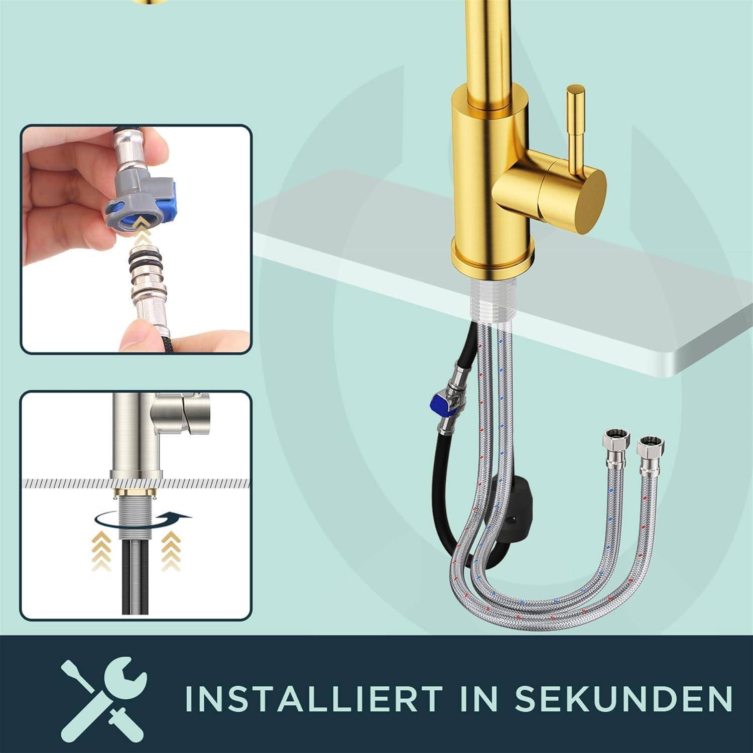 Wasserhahn Küche Hochdruck mit Brause Ausziehbar Armatur