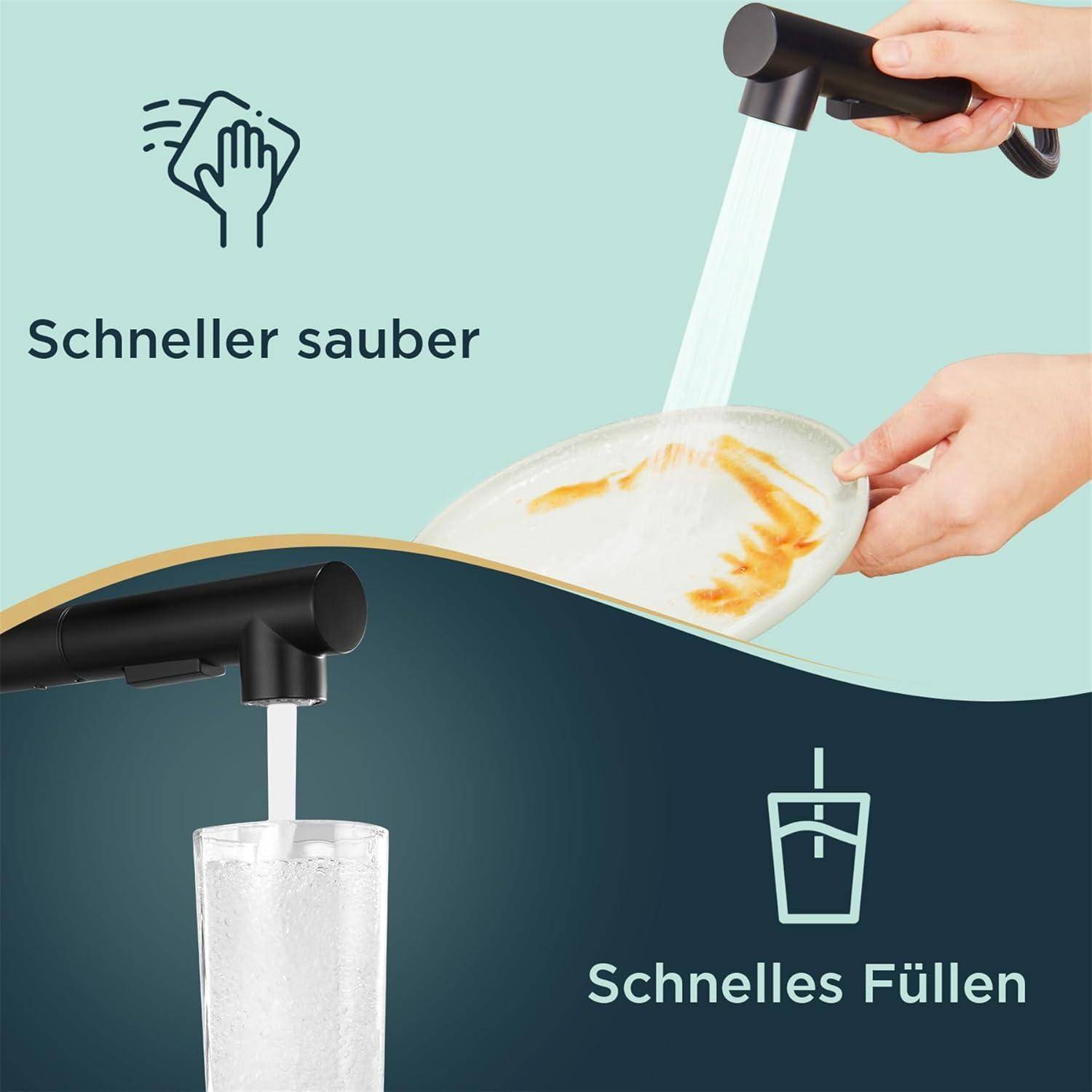 Wasserhahn Küche Hochdruck mit Brause Ausziehbar Mischbatterie