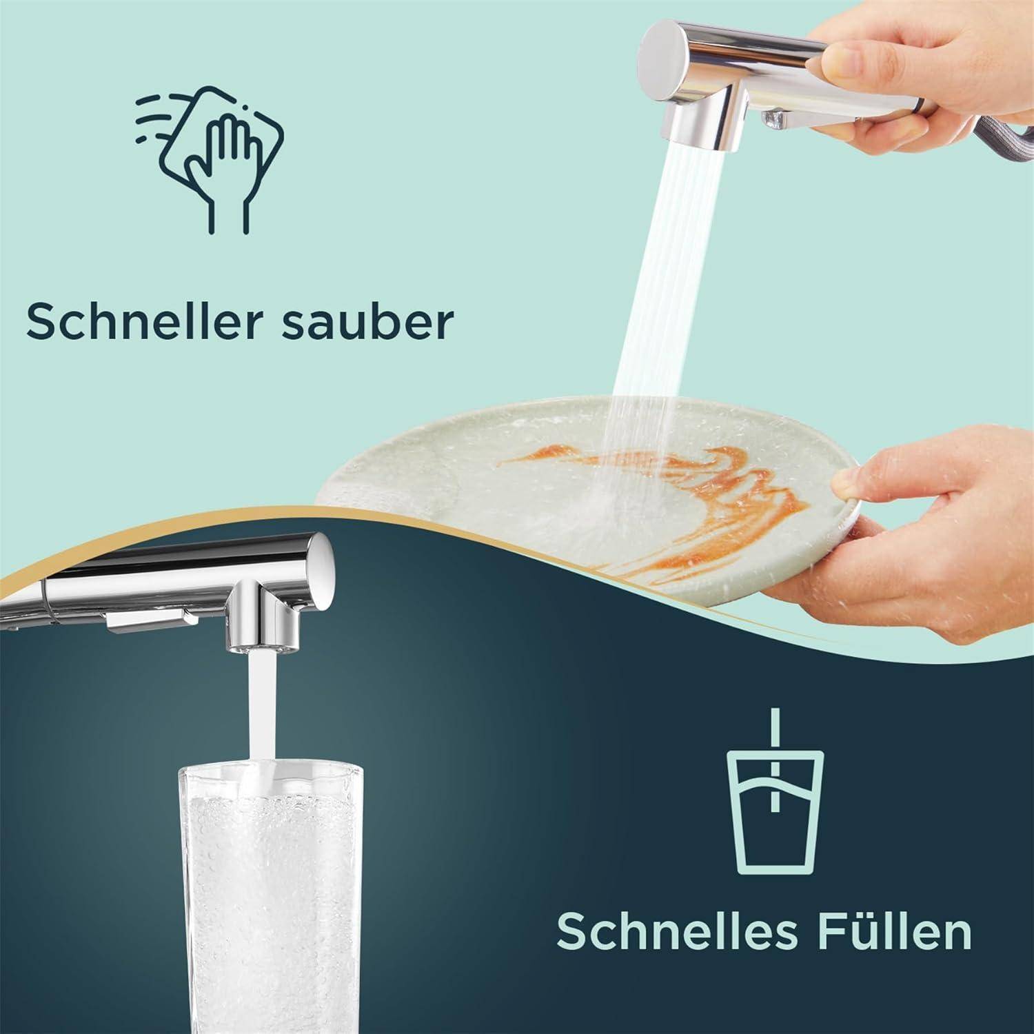 Wasserhahn Küche Hochdruck mit Brause Ausziehbar Mischbatterie