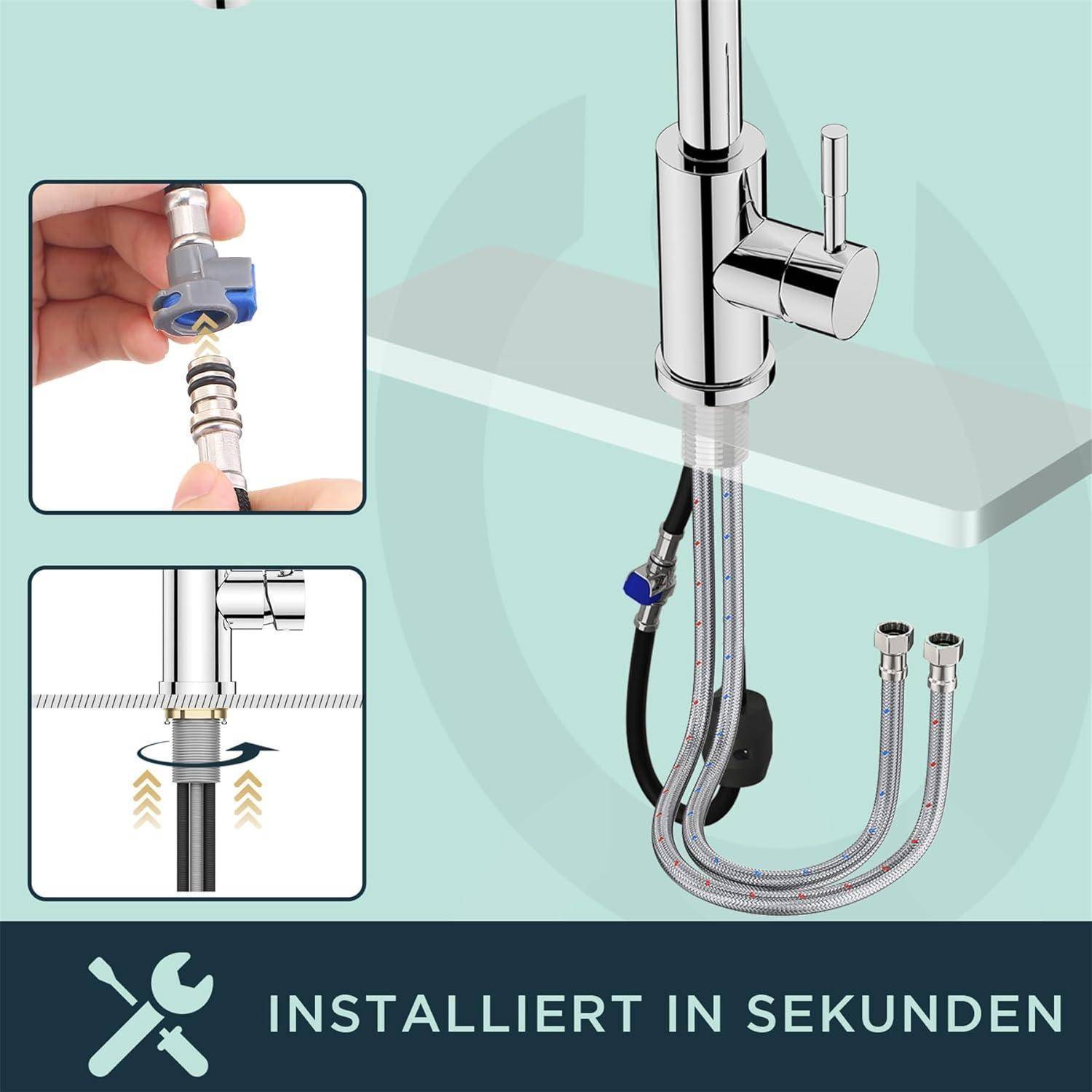 Wasserhahn Küche Hochdruck mit Brause Ausziehbar Mischbatterie