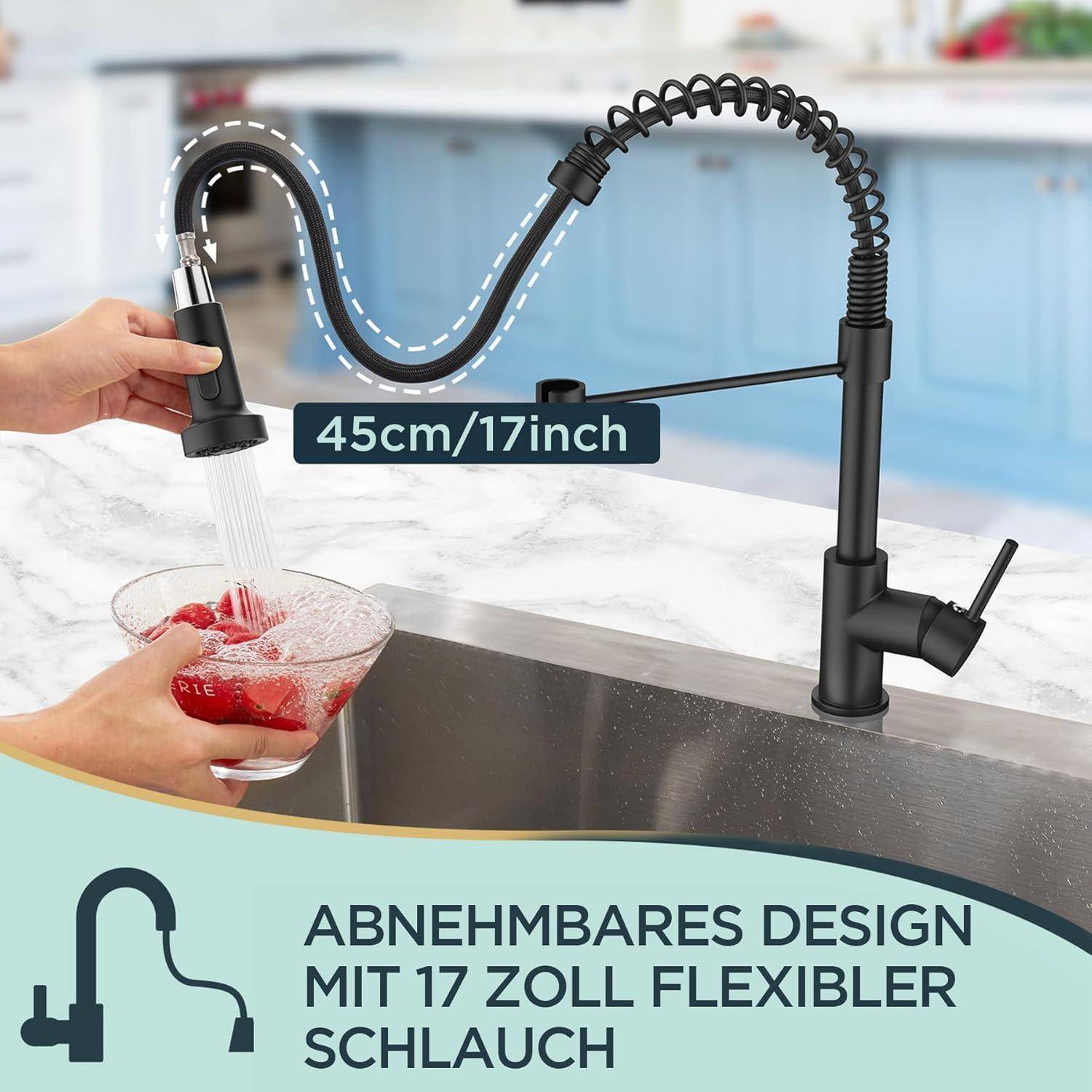 Wasserhahn Küche Schwarz Edelstahl Ausziehbar Einhebelmischer