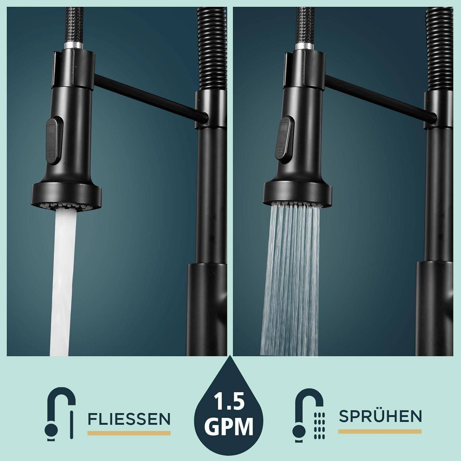 Wasserhahn Küche Schwarz Edelstahl Ausziehbar Einhebelmischer