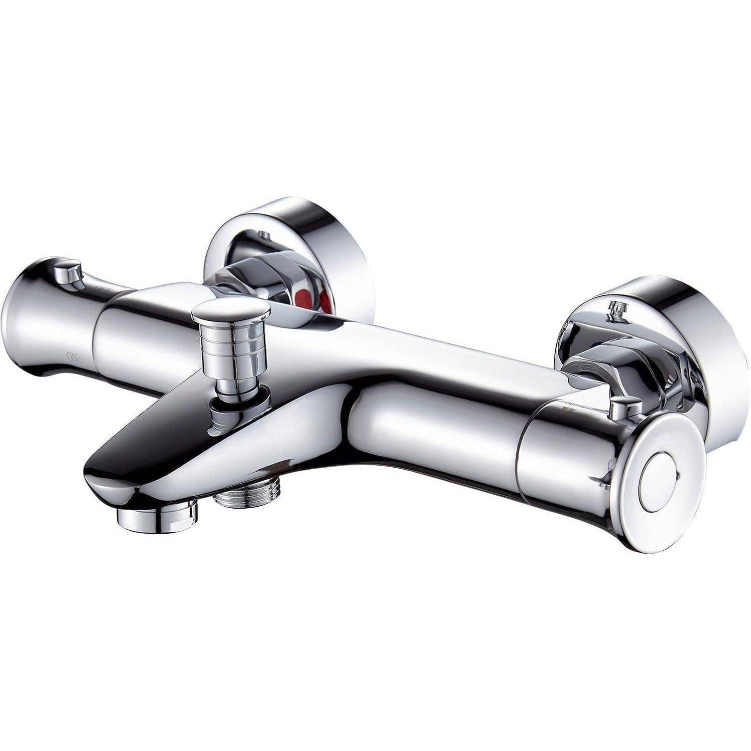 Badewannenarmatur Thermostat 38 ° Sicherheitsknopf Messing Chrom