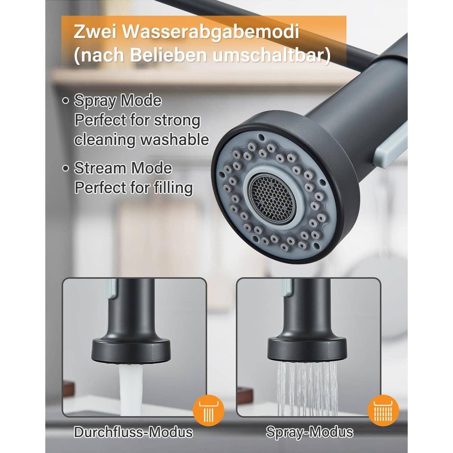 Wasserhahn Küche mit Brause ausziehbar, 360° Schwenkbar Einhebel