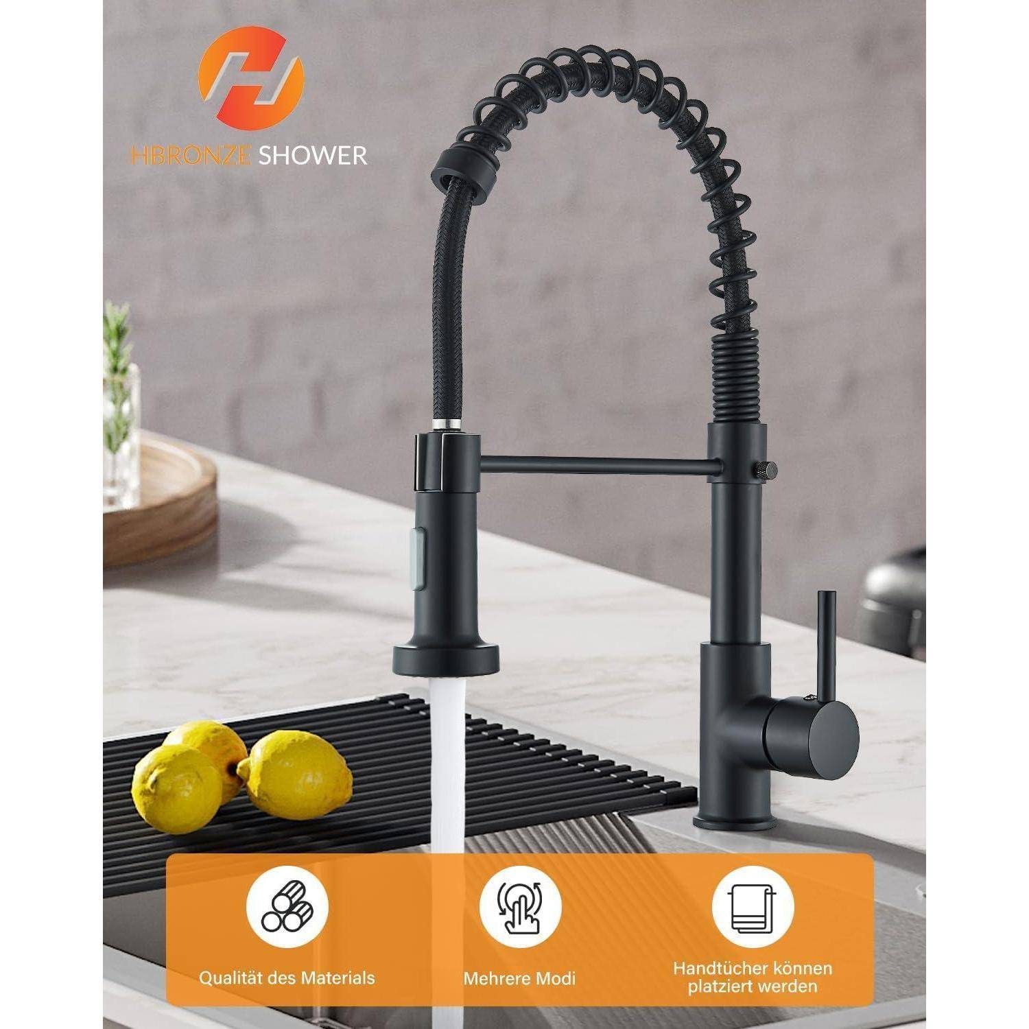 Wasserhahn Küche mit Brause ausziehbar, 360° Schwenkbar Einhebel