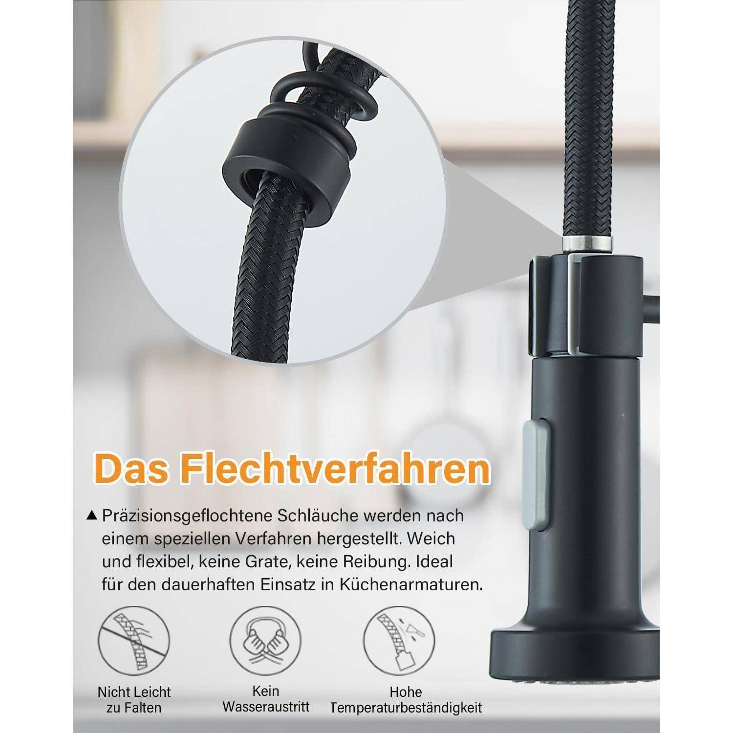 Wasserhahn Küche mit Brause ausziehbar, 360° Schwenkbar Einhebel