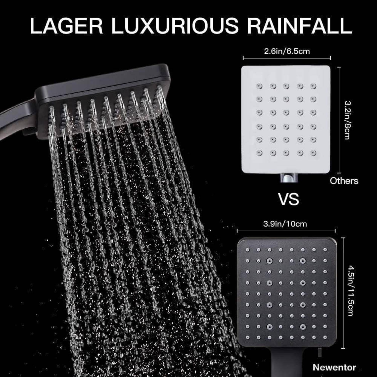 Ein schwarzer Duschkopf mit der Aufschrift 