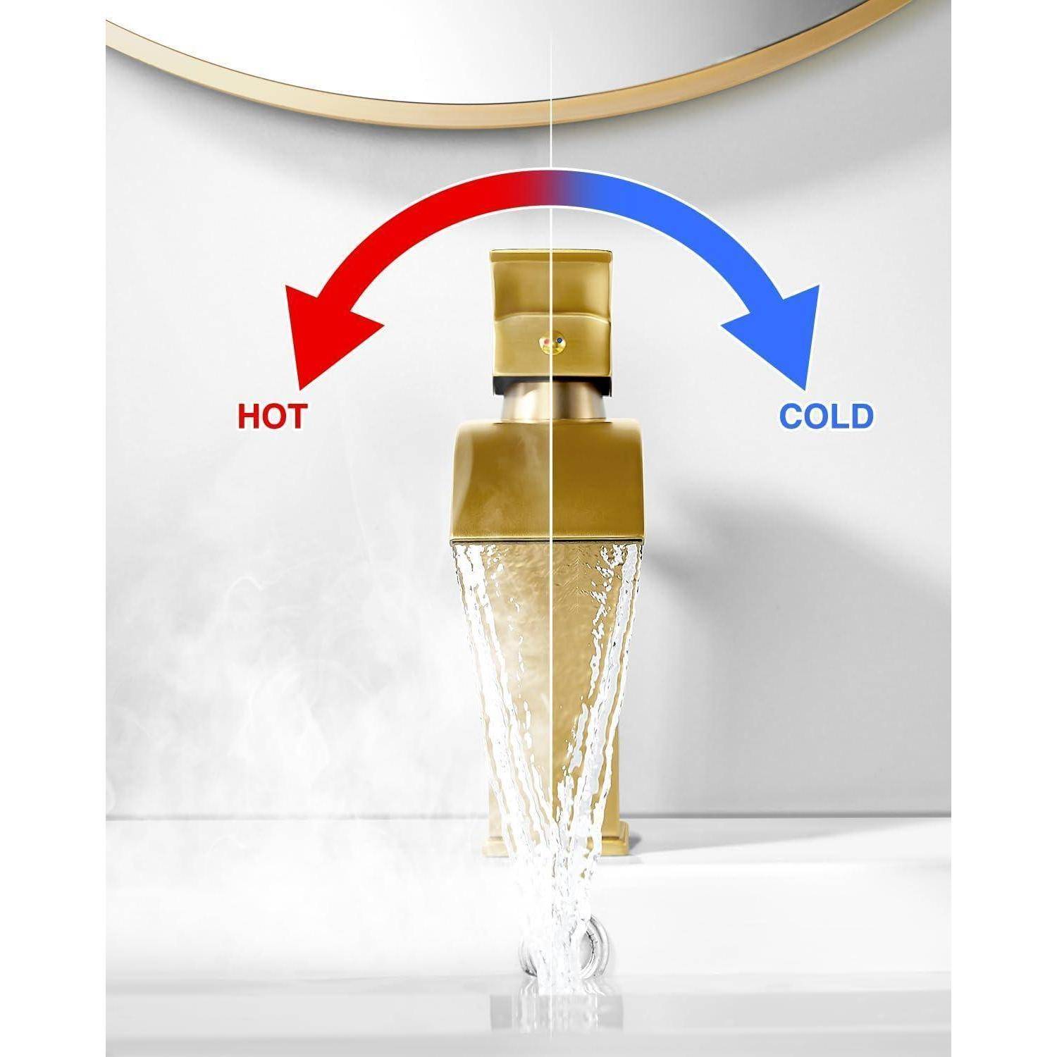 Waschtischarmatur Wasserfall Einhandmischer Messing Gebürstetes Gold