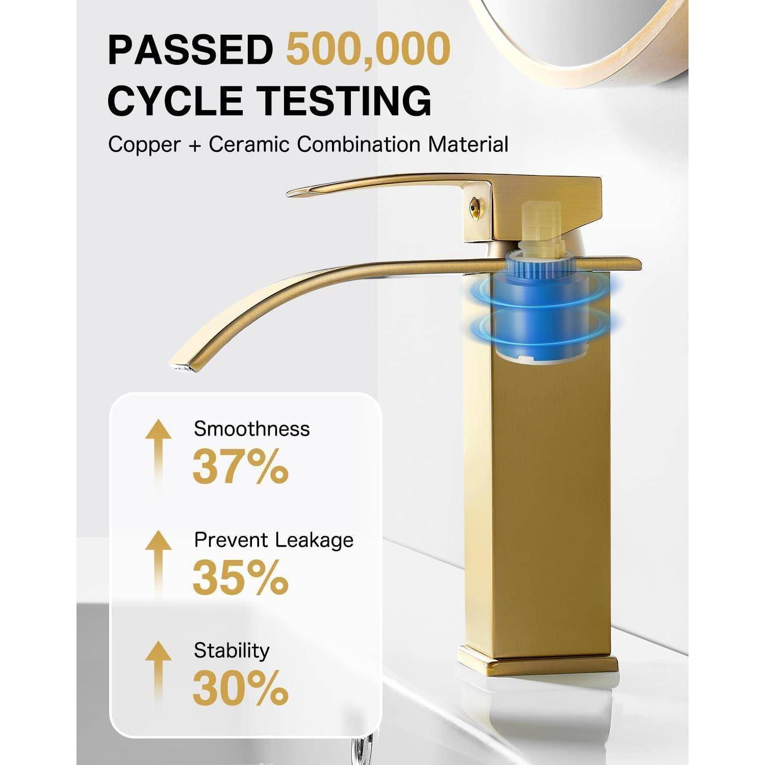 Waschtischarmatur Wasserfall Einhandmischer Messing Gebürstetes Gold