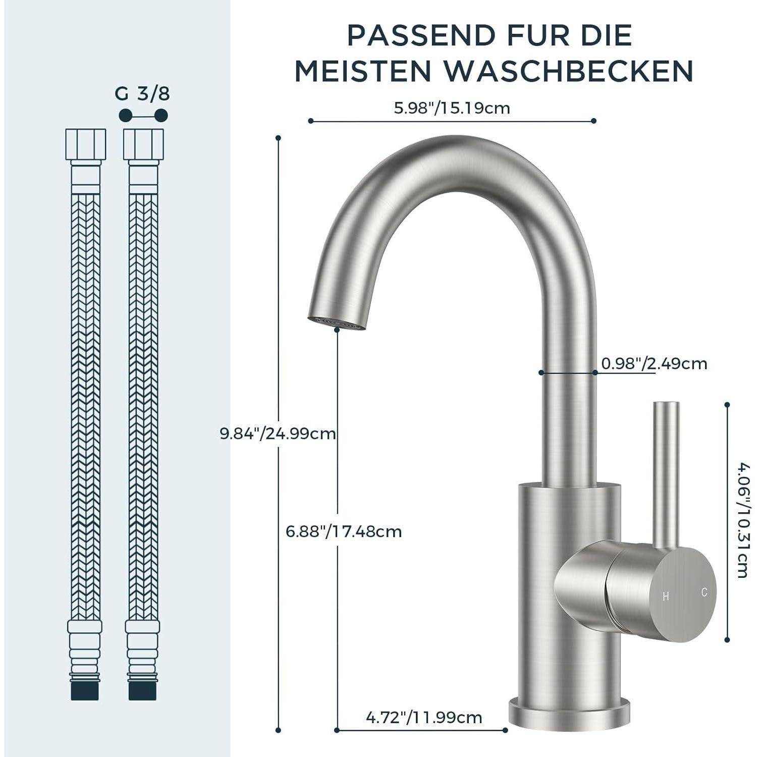 Wasserhahn Edelstahl 360 drehbar Auslaufhöhe 175mm Edelstahl