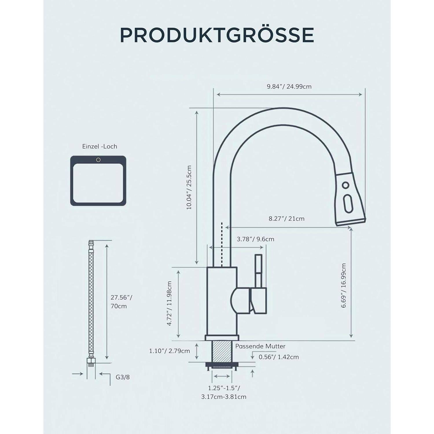 Wasserhahn Hochdruck ausziehbar Brause 360 schwenkbar Gebürstetes Gold