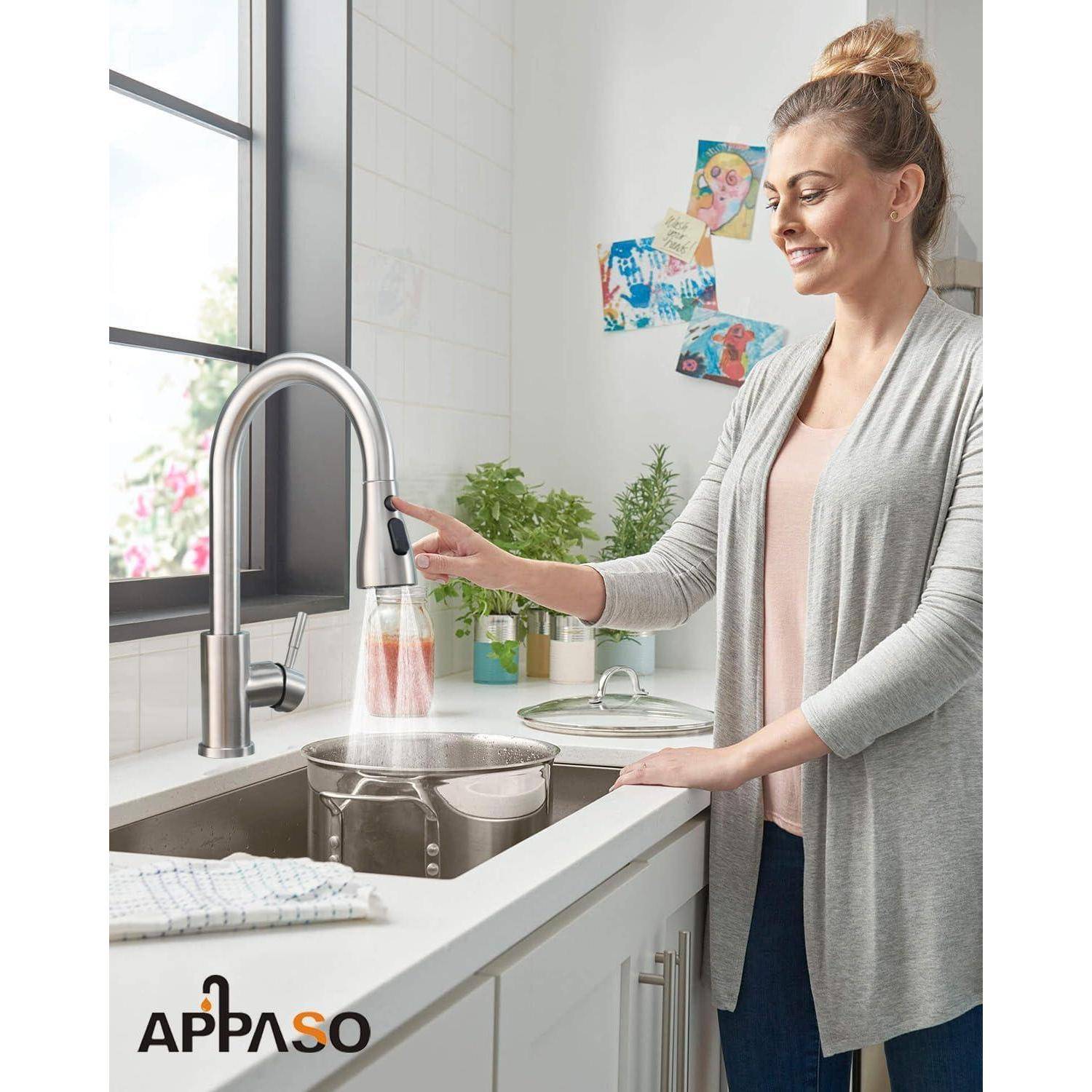 Wasserhahn Ausziehbar Seifenspender Armatur Gebürstet-328sd