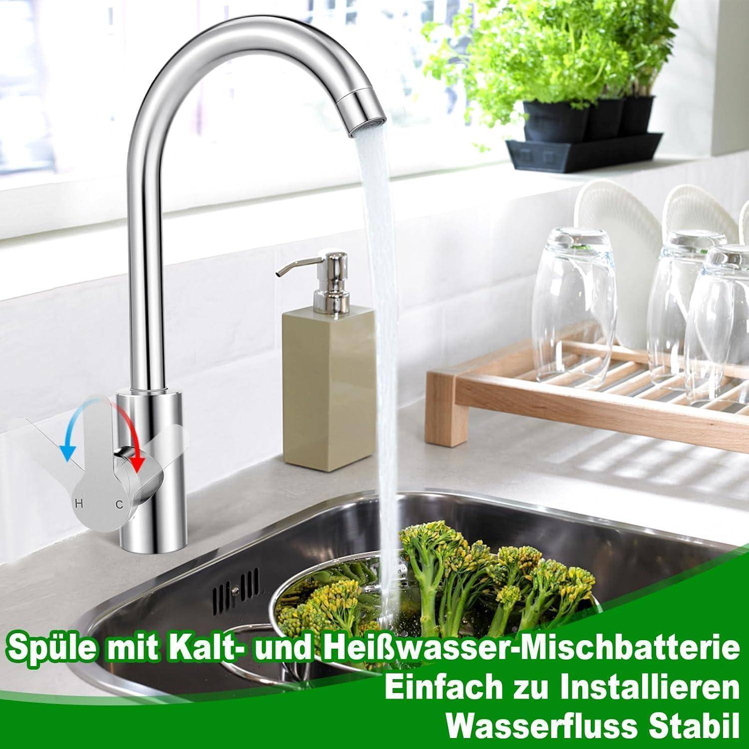 Wasserhahn Mischbatterie Einhand 360 Drehbar Hochdruck Modern