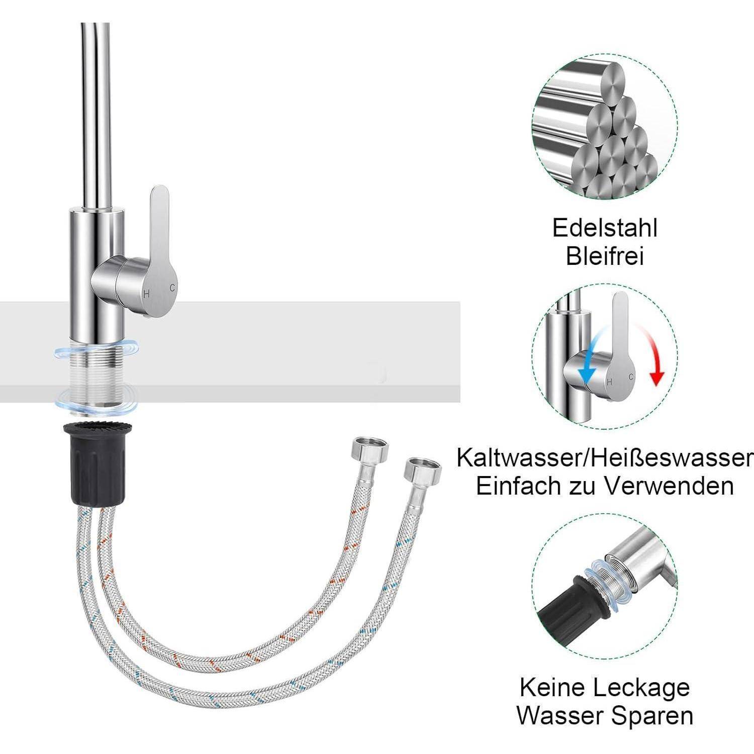 Wasserhahn Mischbatterie Einhand 360 Drehbar Hochdruck Modern